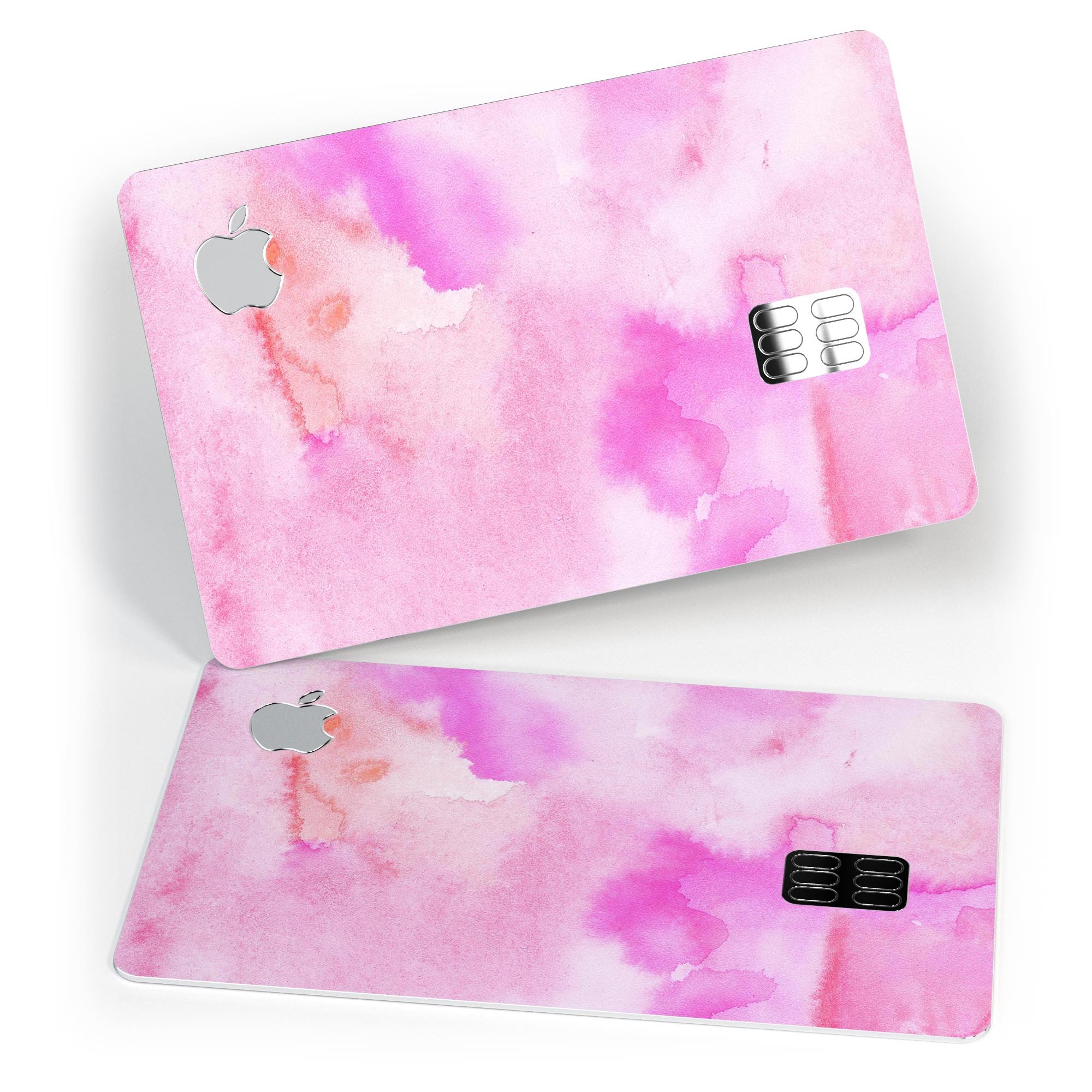 Pink 97 Absorbed Watercolor Texture decal on an Apple Card, showcasing its vibrant design and premium quality.