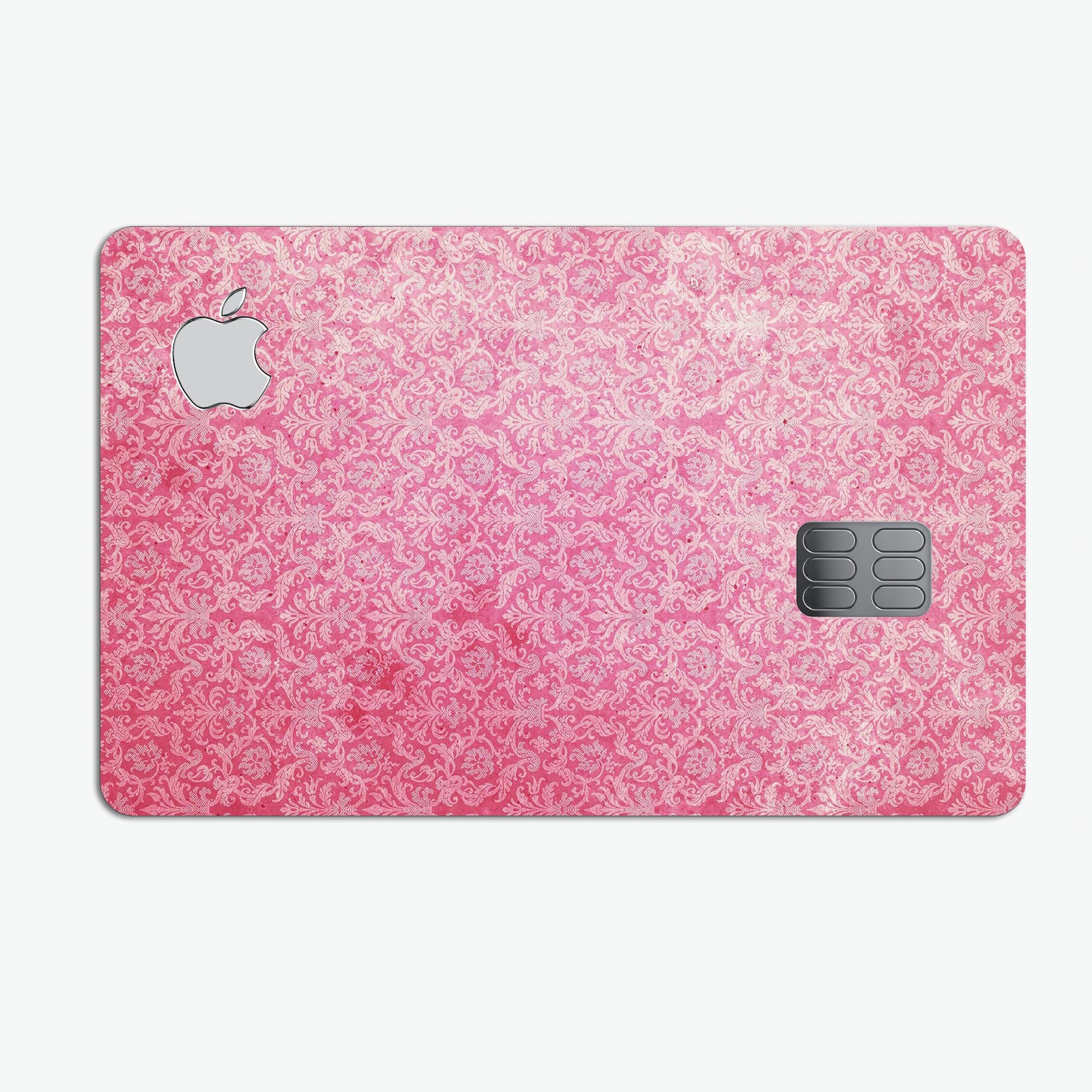 Pink All Over Pattern Premium Protective Decal Skin-Kit for Apple Card, showcasing a stylish design and high-quality finish.