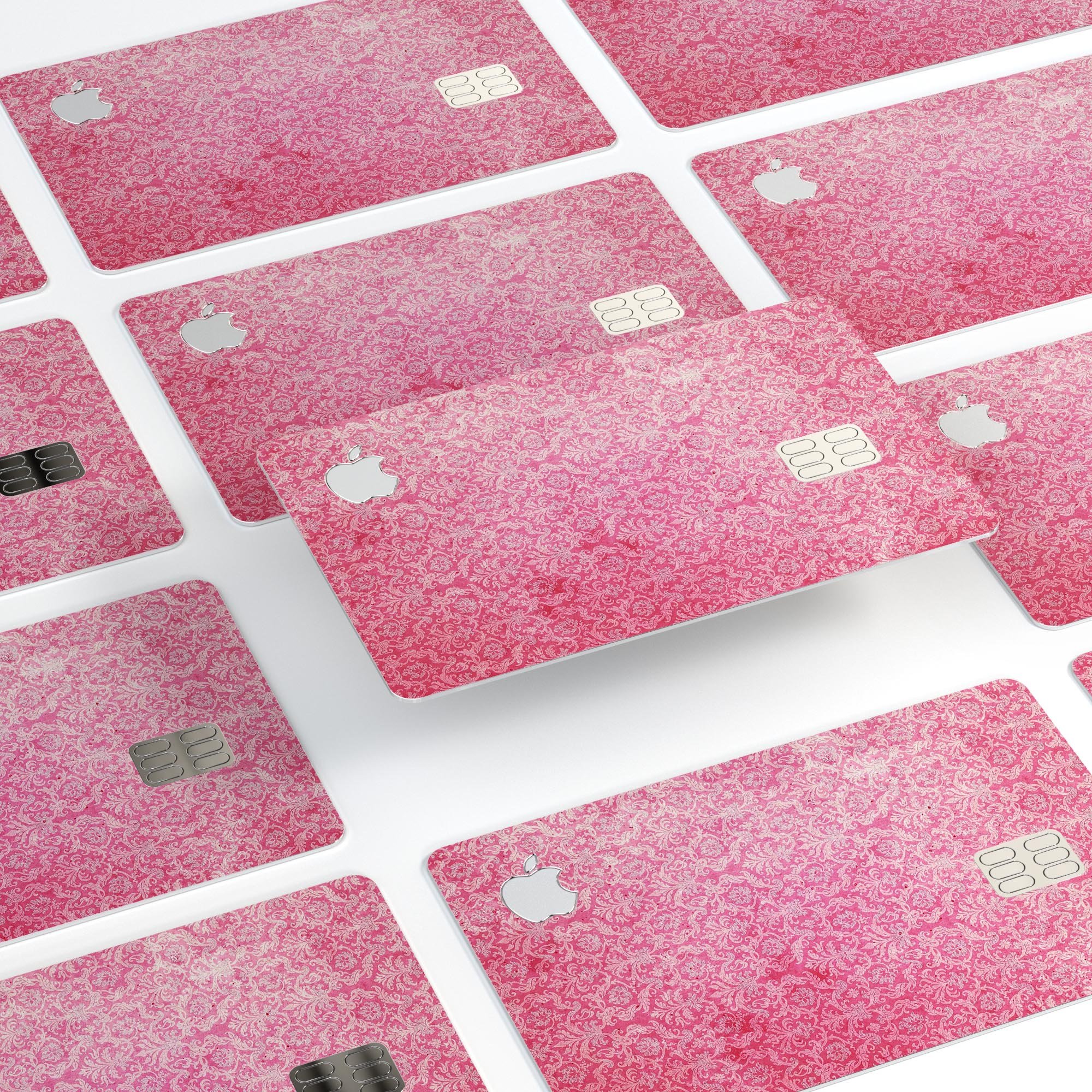 Pink All Over Pattern Premium Protective Decal Skin-Kit for Apple Card, showcasing a stylish design and high-quality finish.