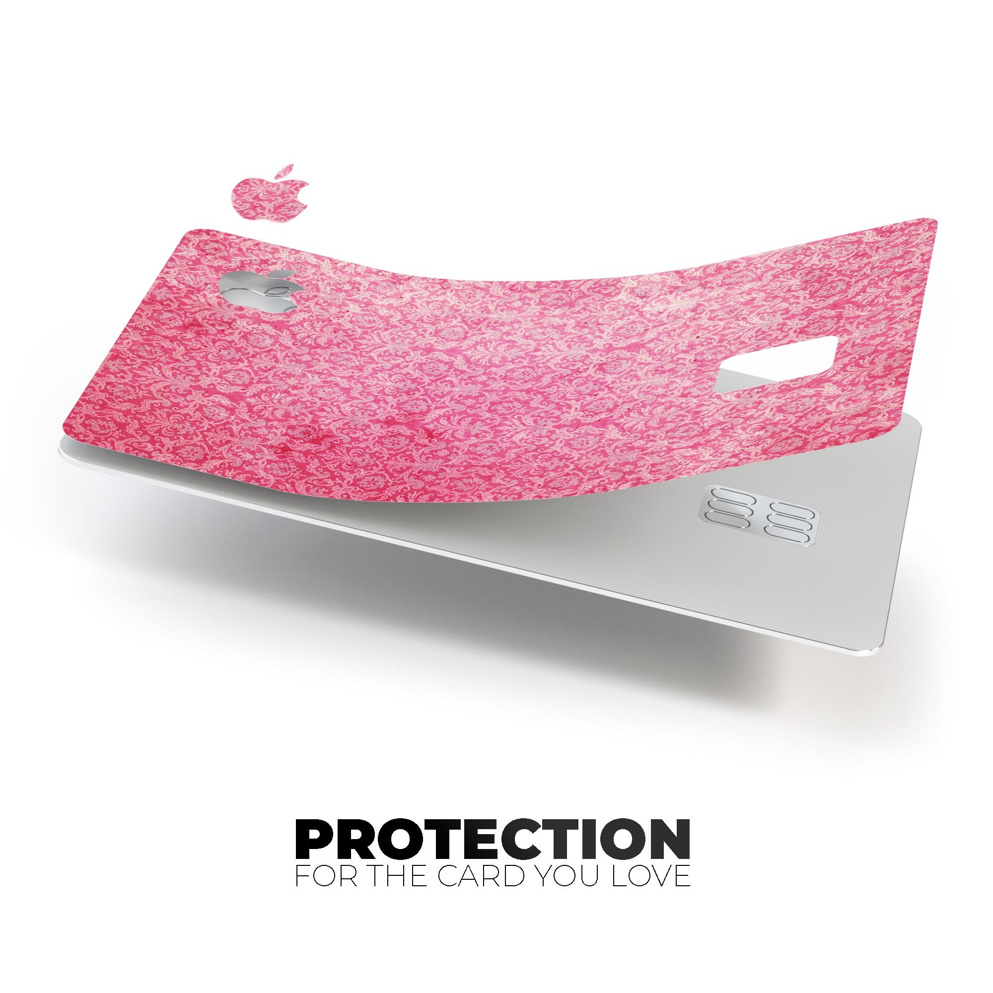 Pink All Over Pattern Premium Protective Decal Skin-Kit for Apple Card, showcasing a stylish design and high-quality finish.