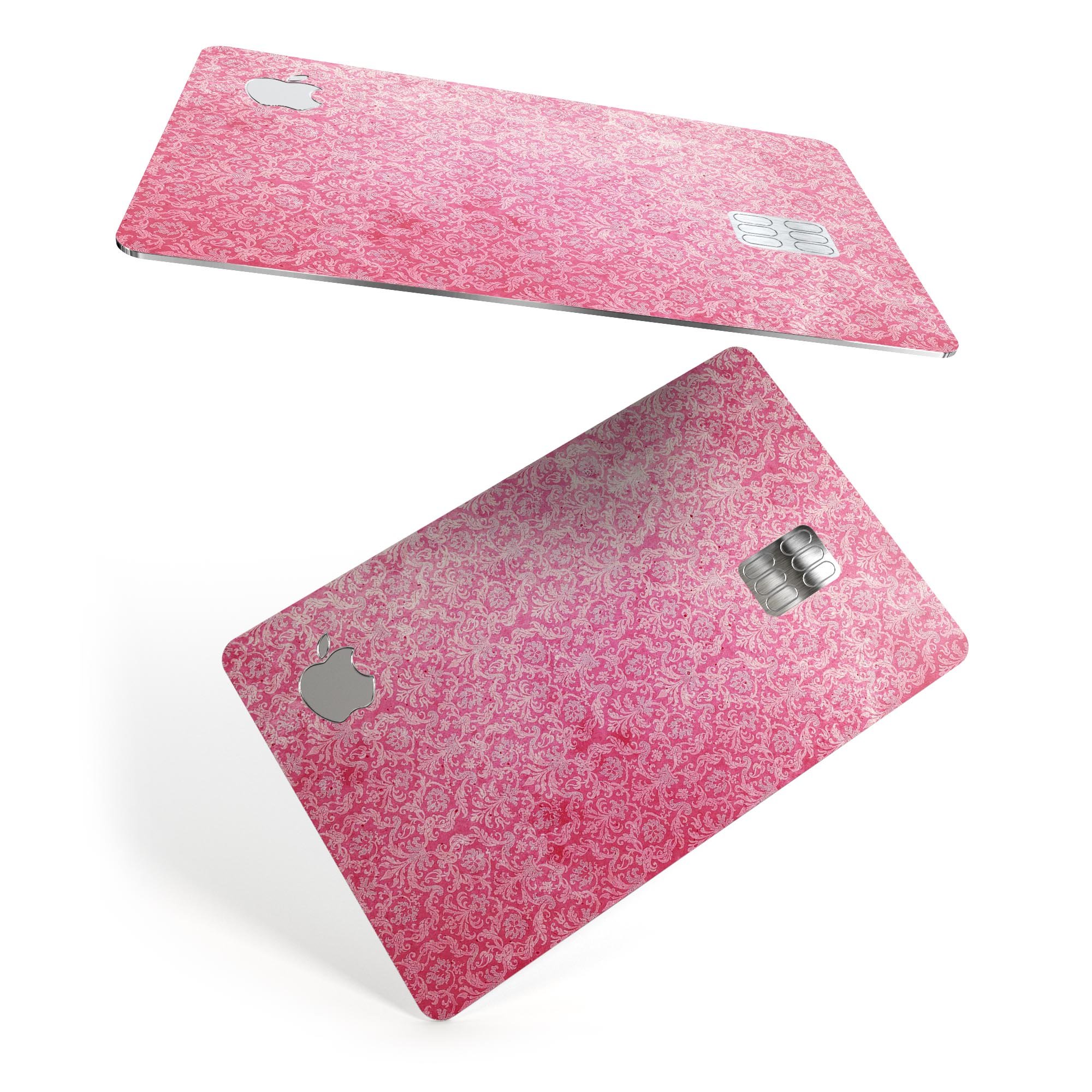 Pink All Over Pattern Premium Protective Decal Skin-Kit for Apple Card, showcasing a stylish design and high-quality finish.