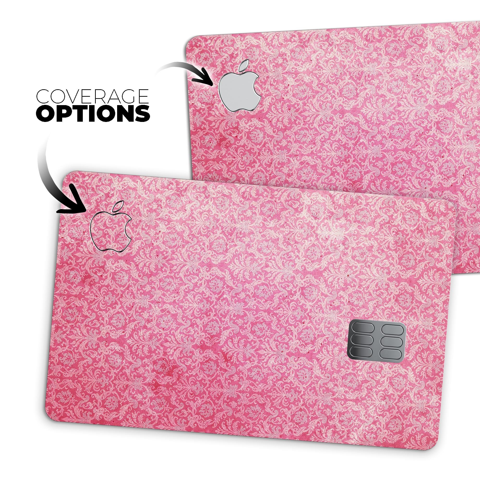 Pink All Over Pattern Premium Protective Decal Skin-Kit for Apple Card, showcasing a stylish design and high-quality finish.