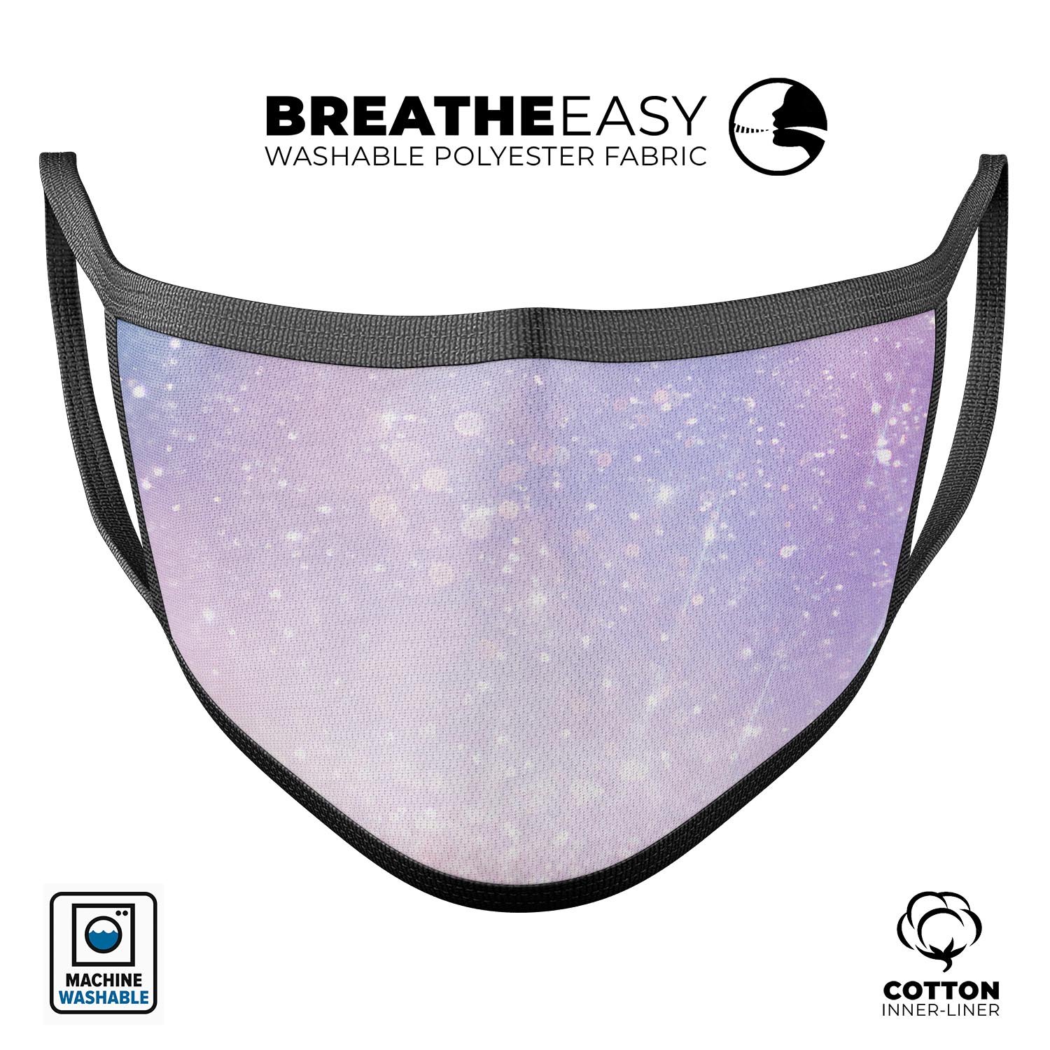 Pink and Blue Grungy Abstract reusable face mask, showcasing a vibrant design with adjustable ear-loop bands for a comfortable fit.