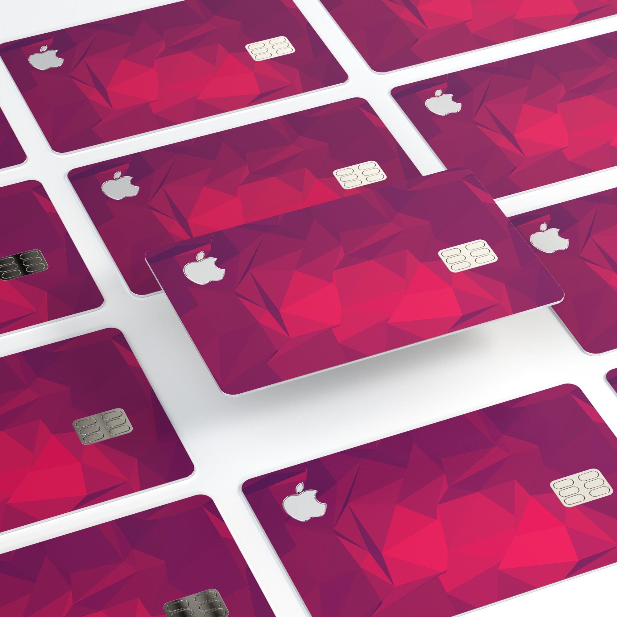 Pink and Bright Red Abstract Triangles decal for Apple Card, showcasing vibrant colors and a stylish design.