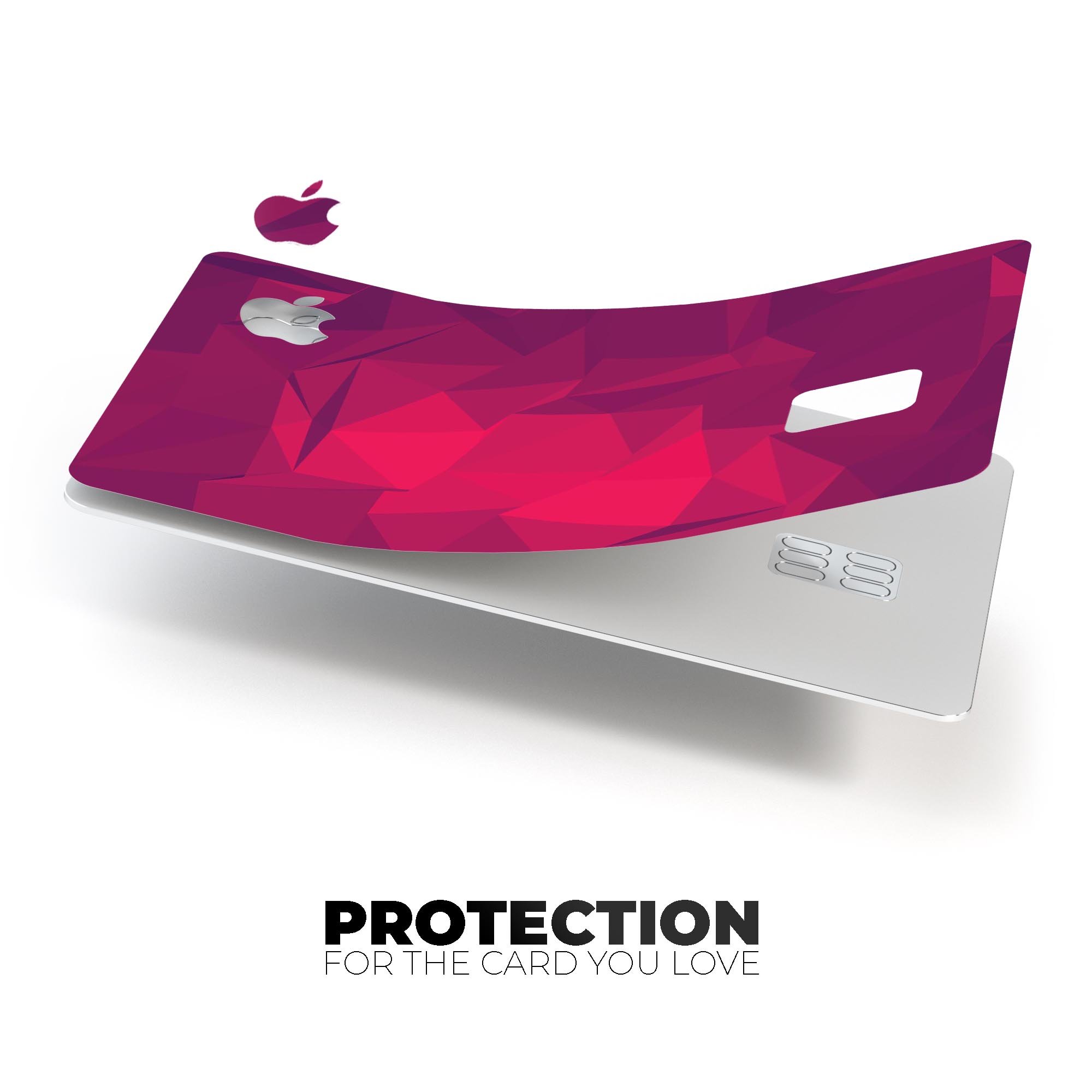 Pink and Bright Red Abstract Triangles decal for Apple Card, showcasing vibrant colors and a stylish design.