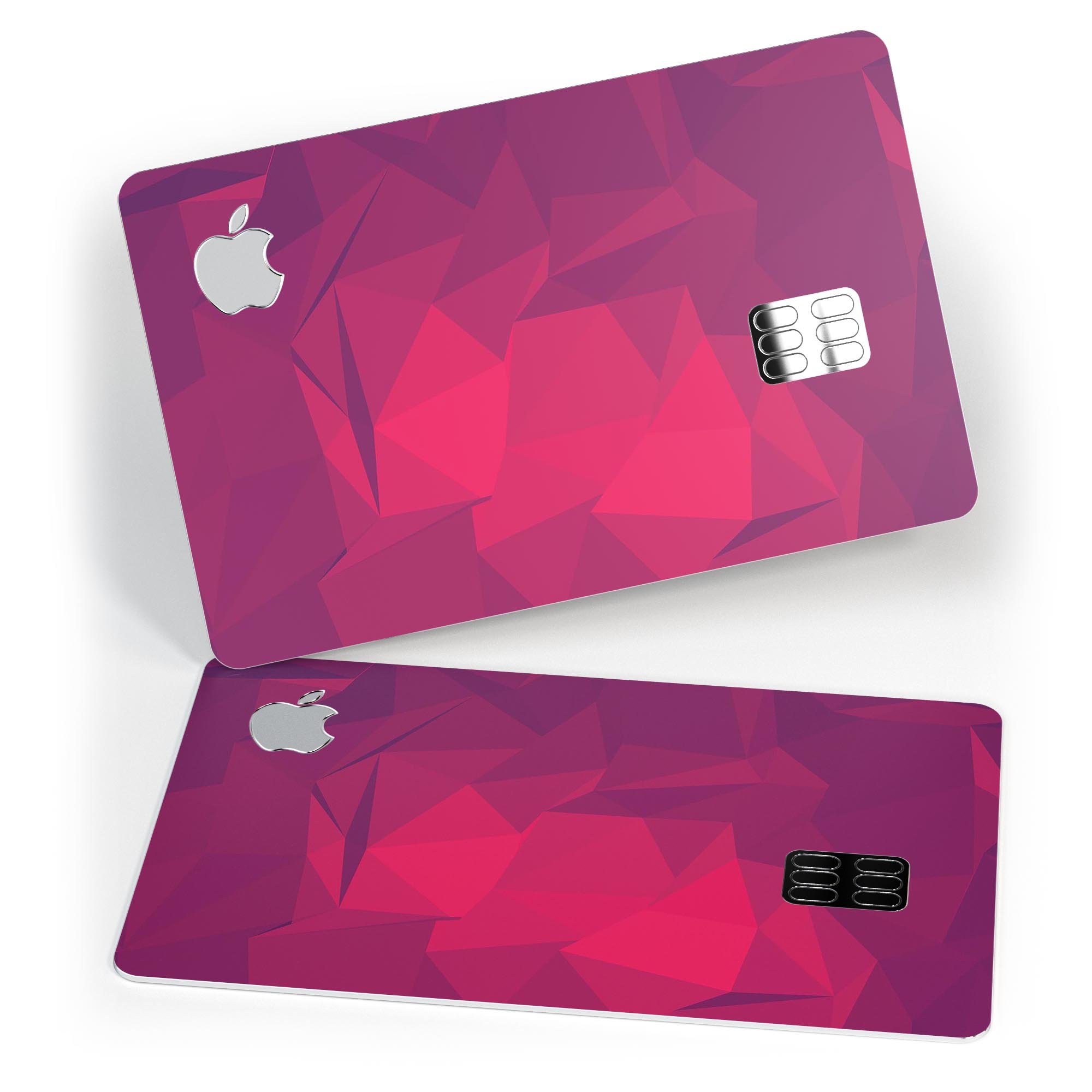 Pink and Bright Red Abstract Triangles decal for Apple Card, showcasing vibrant colors and a stylish design.