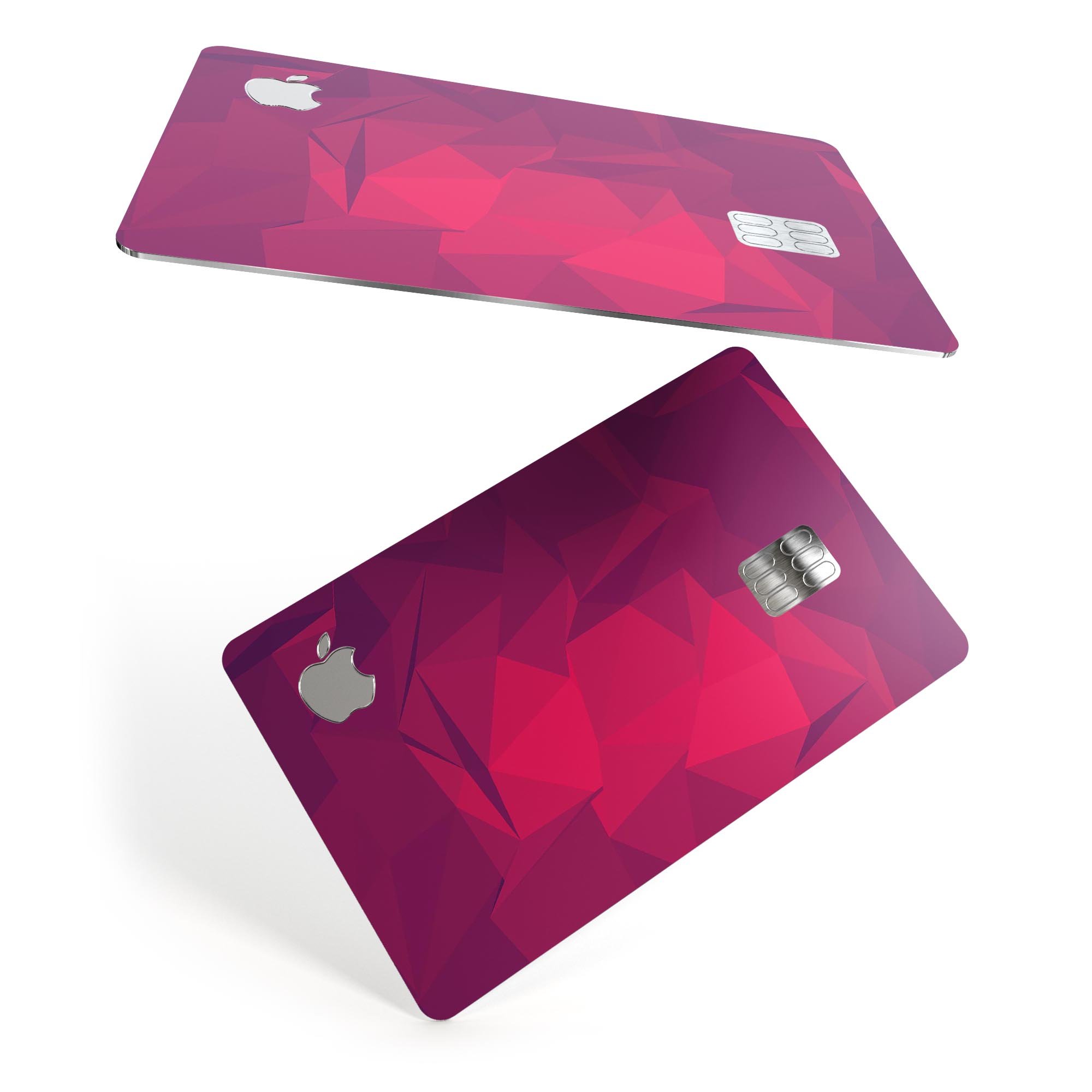 Pink and Bright Red Abstract Triangles decal for Apple Card, showcasing vibrant colors and a stylish design.