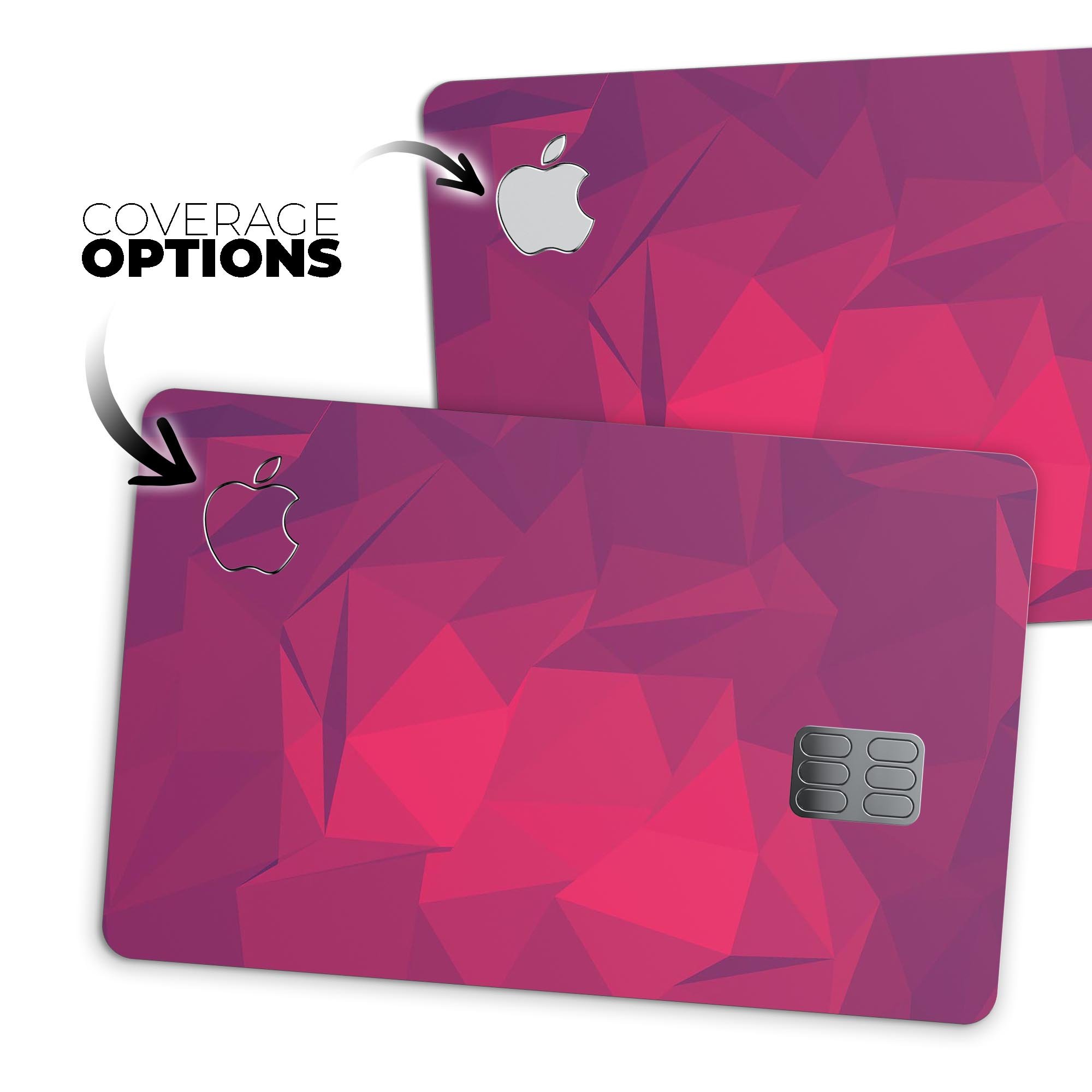 Pink and Bright Red Abstract Triangles decal for Apple Card, showcasing vibrant colors and a stylish design.