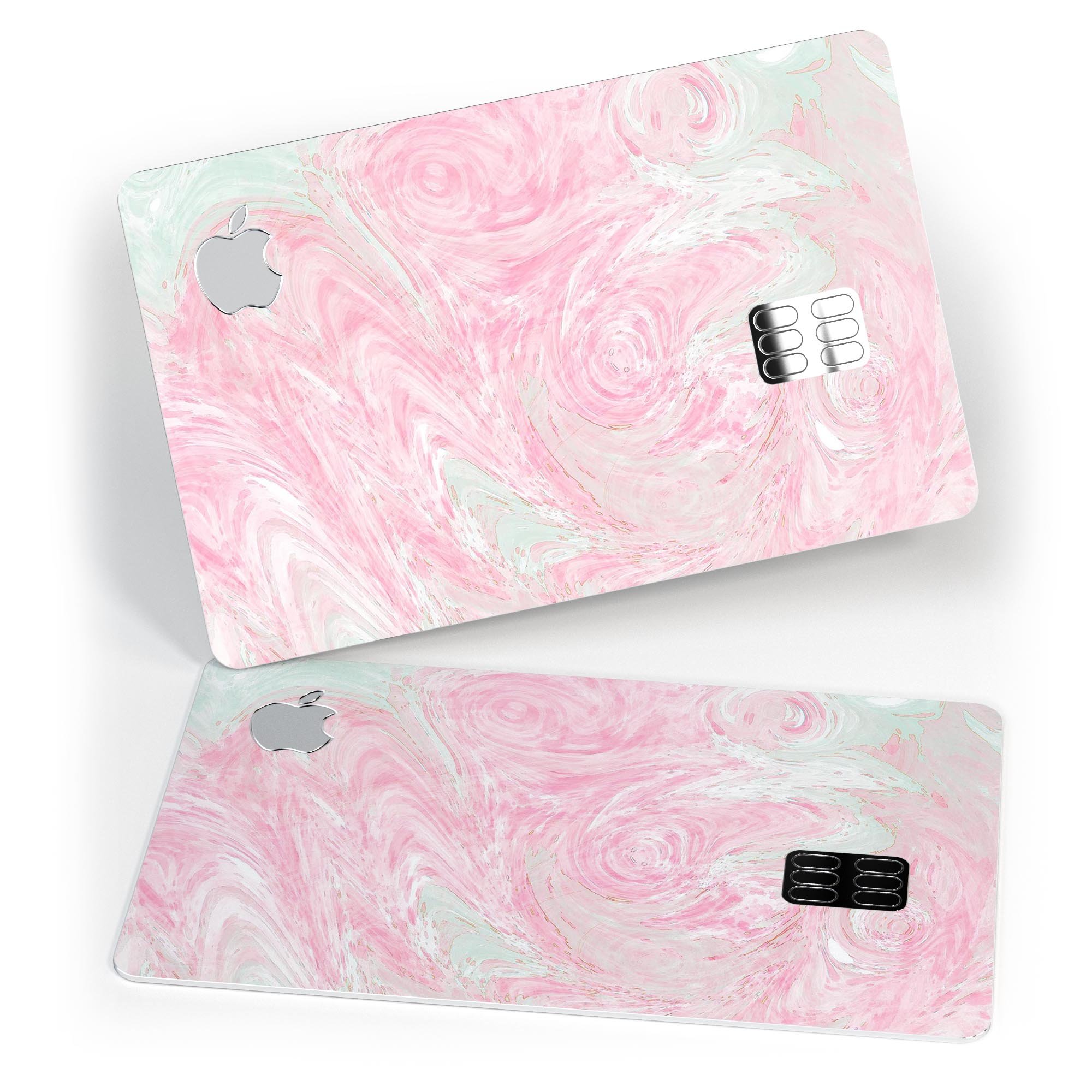 Pink and Teal Slate Marble Surface decal skin for Apple Card, showcasing a stylish design with premium protective features.