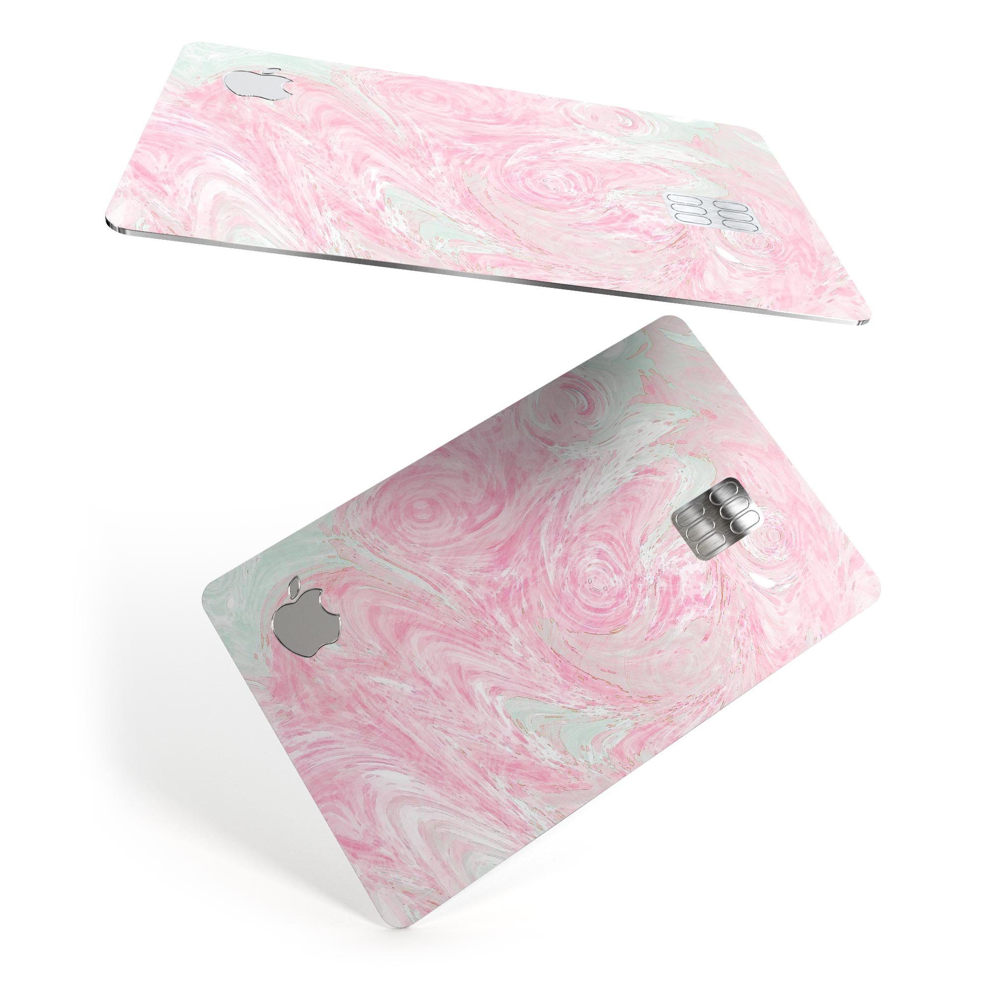 Pink and Teal Slate Marble Surface decal skin for Apple Card, showcasing a stylish design with premium protective features.