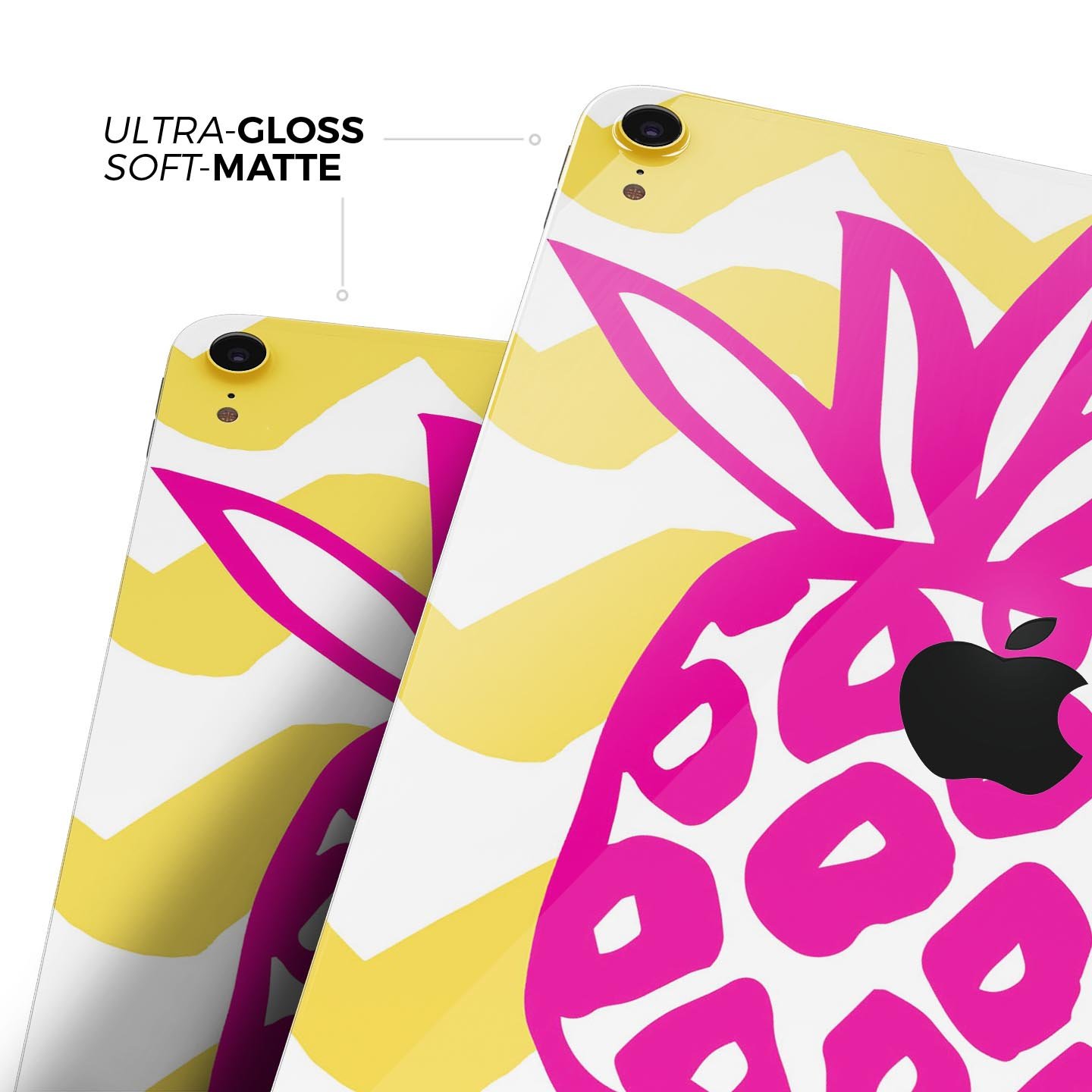 Pink and Yellow Pineapple skin decal for Apple iPad, showcasing vibrant colors and a stylish design.