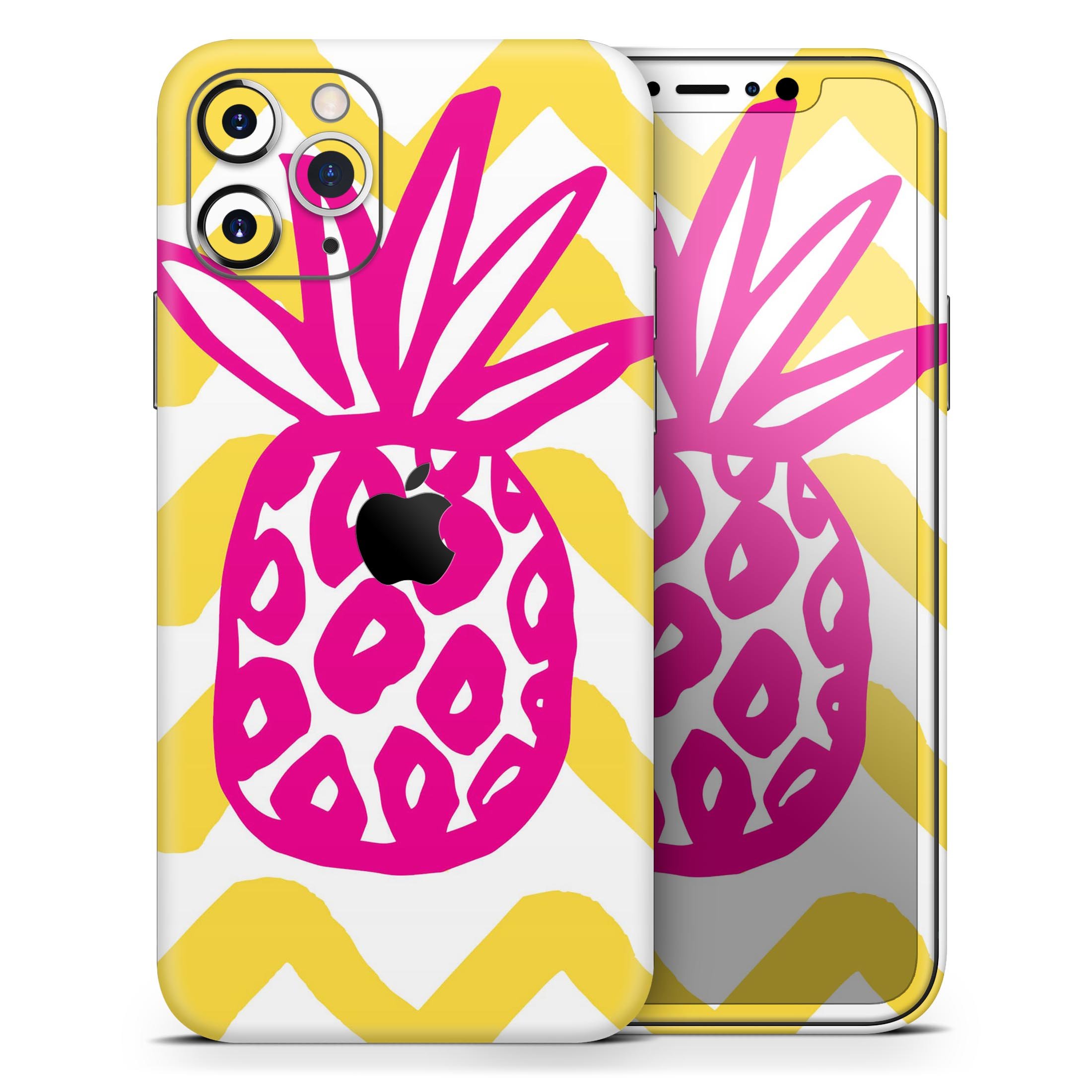 Pink and Yellow Pineapple Skin-Kit for Apple iPhone, showcasing vibrant colors and a stylish design.