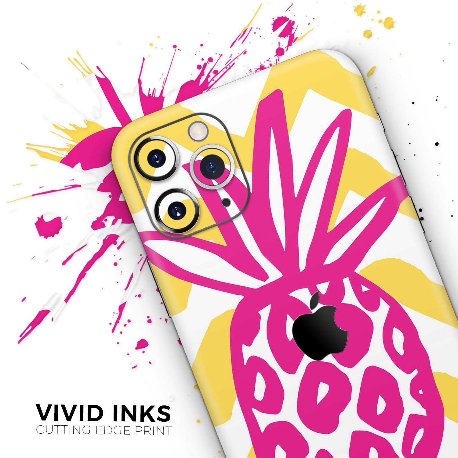 Pink and Yellow Pineapple Skin-Kit for Apple iPhone, showcasing vibrant colors and a stylish design.