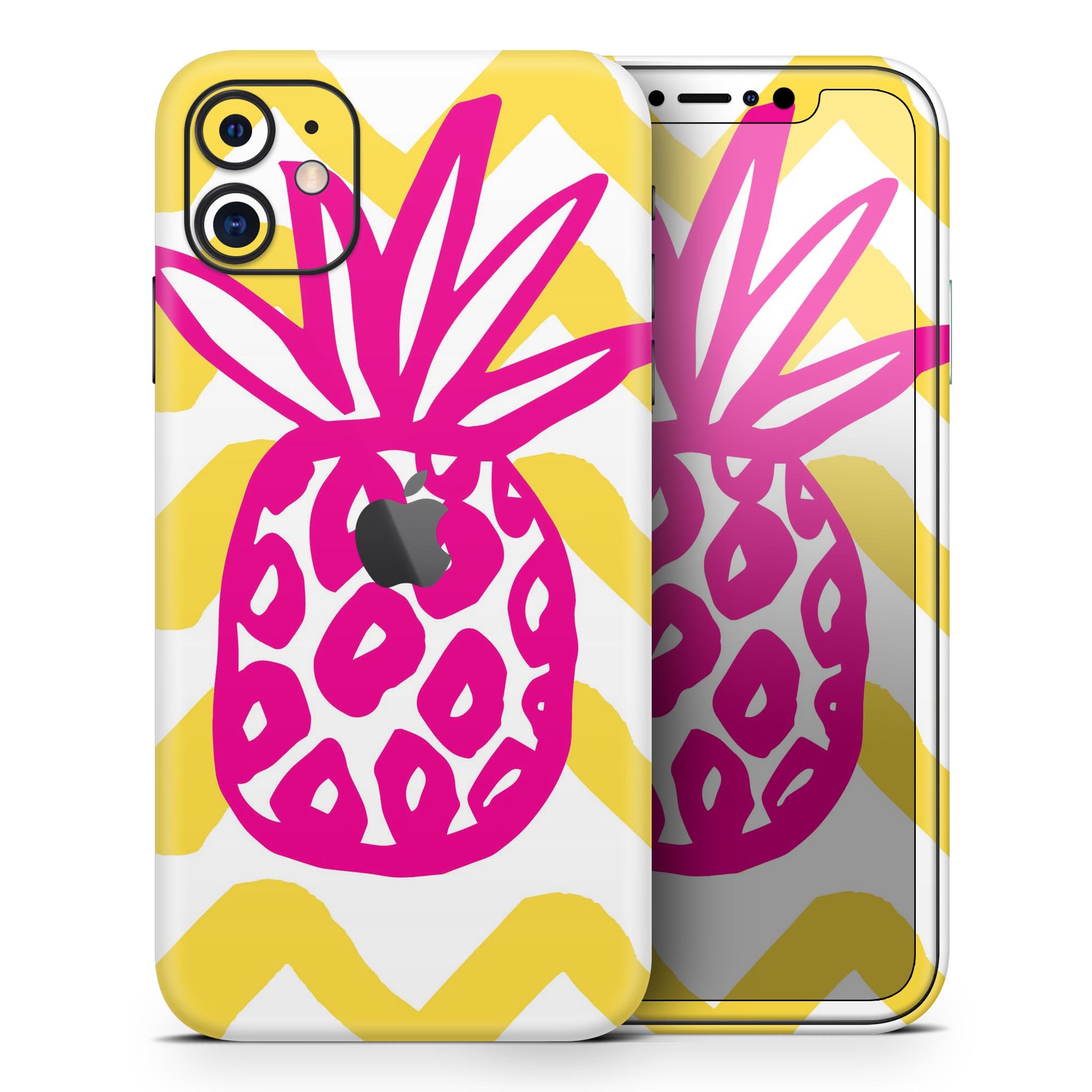 Pink and Yellow Pineapple Skin-Kit for Apple iPhone, showcasing vibrant colors and a stylish design.