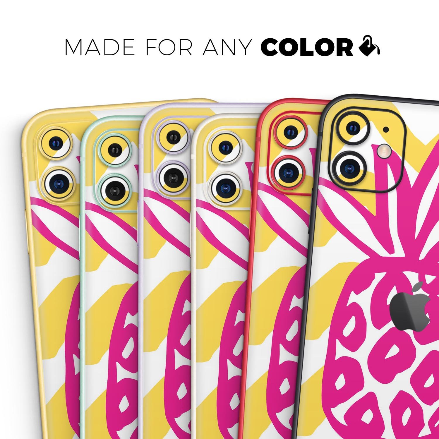 Pink and Yellow Pineapple Skin-Kit for Apple iPhone, showcasing vibrant colors and a stylish design.