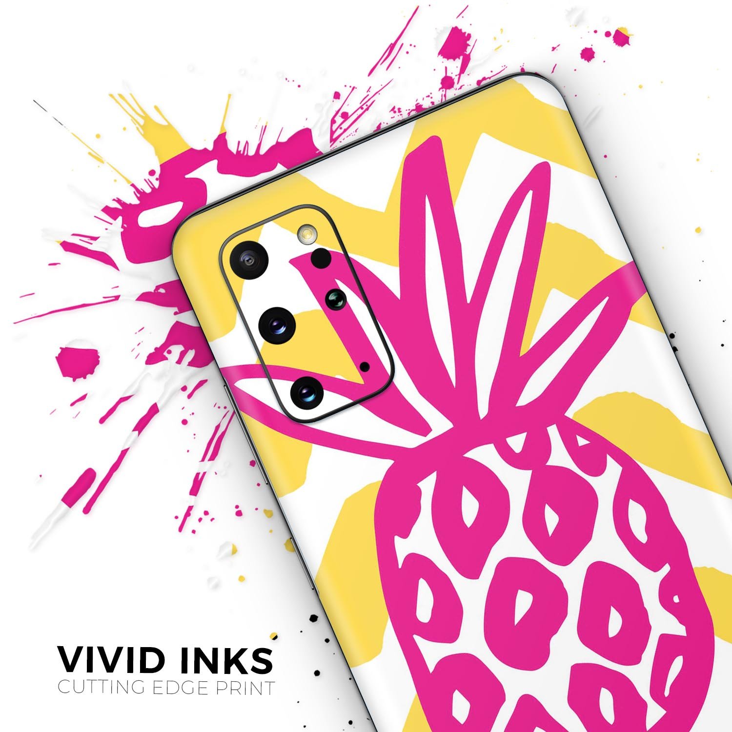 Pink and Yellow Pineapple Skin-Kit for Samsung Galaxy S-Series, showcasing vibrant colors and a sleek design.