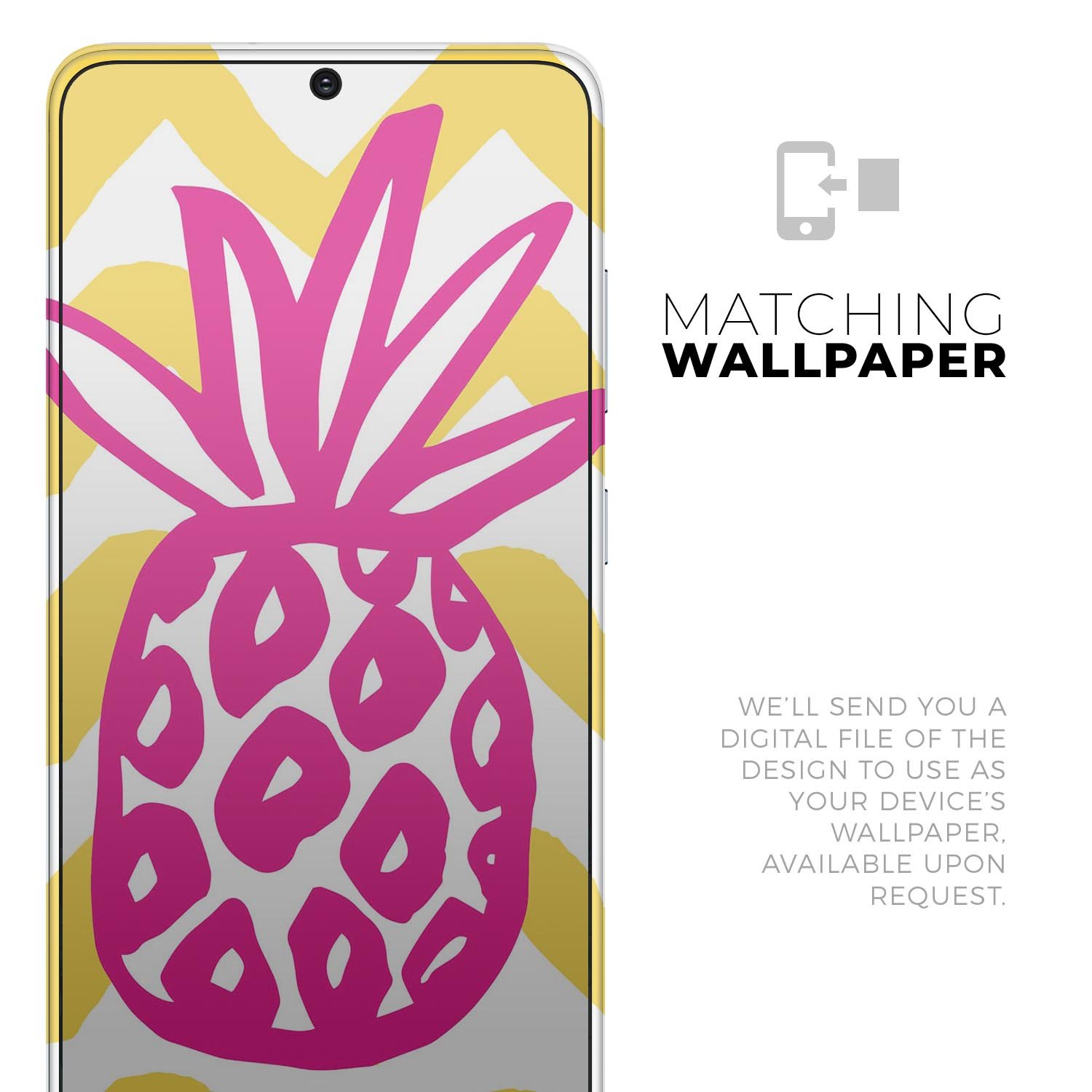 Pink and Yellow Pineapple Skin-Kit for Samsung Galaxy S-Series, showcasing vibrant colors and a sleek design.