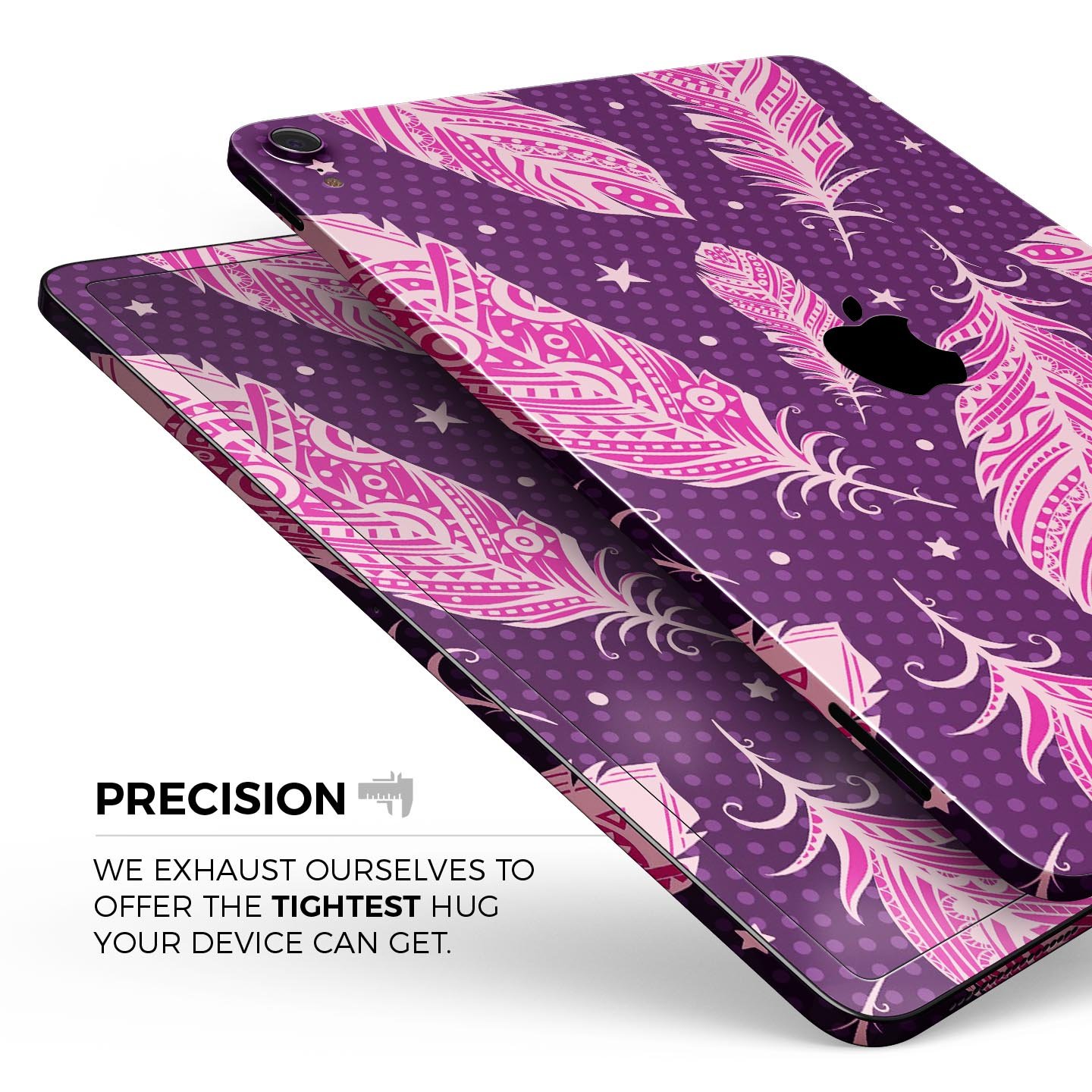 Pink Aztec Feather Galore full-body skin decal for Apple iPad, showcasing vibrant colors and intricate feather design.