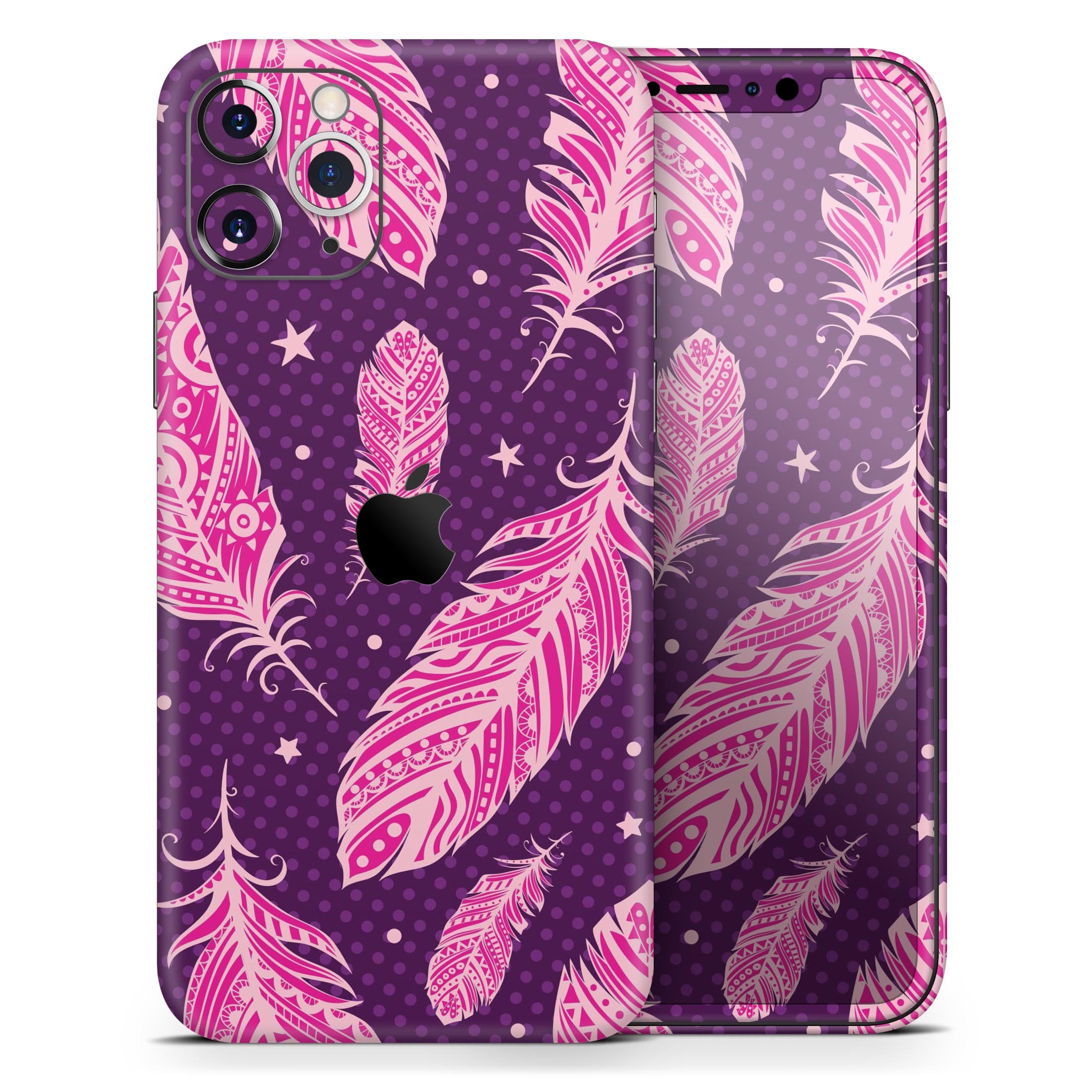 Pink Aztec Feather Skin-Kit for Apple iPhone, showcasing vibrant design and premium quality.