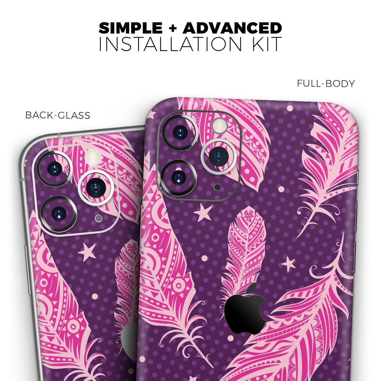 Pink Aztec Feather Skin-Kit for Apple iPhone, showcasing vibrant design and premium quality.