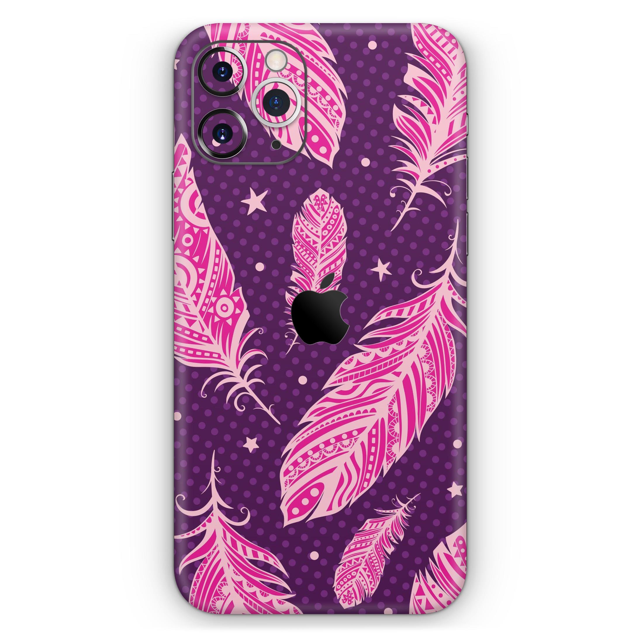 Pink Aztec Feather Skin-Kit for Apple iPhone, showcasing vibrant design and premium quality.