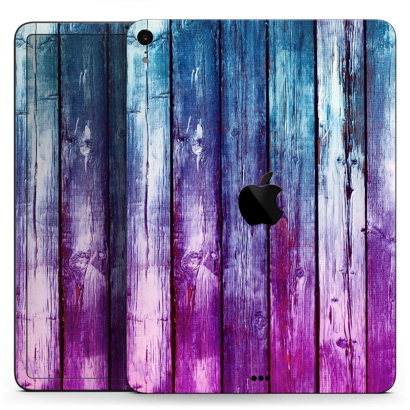 Pink and blue dyed wood skin decal for Apple iPad Pro, showcasing vibrant colors and a sleek design.