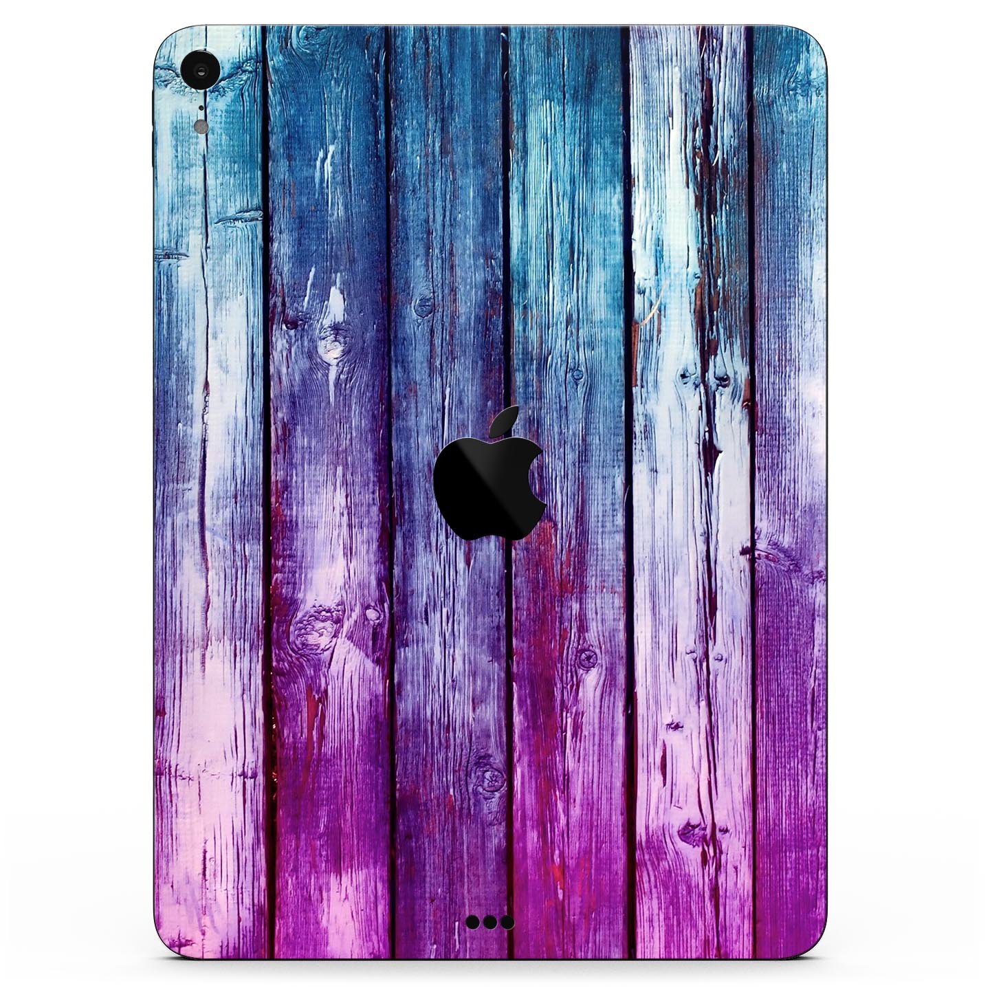 Pink and blue dyed wood skin decal for Apple iPad Pro, showcasing vibrant colors and a sleek design.