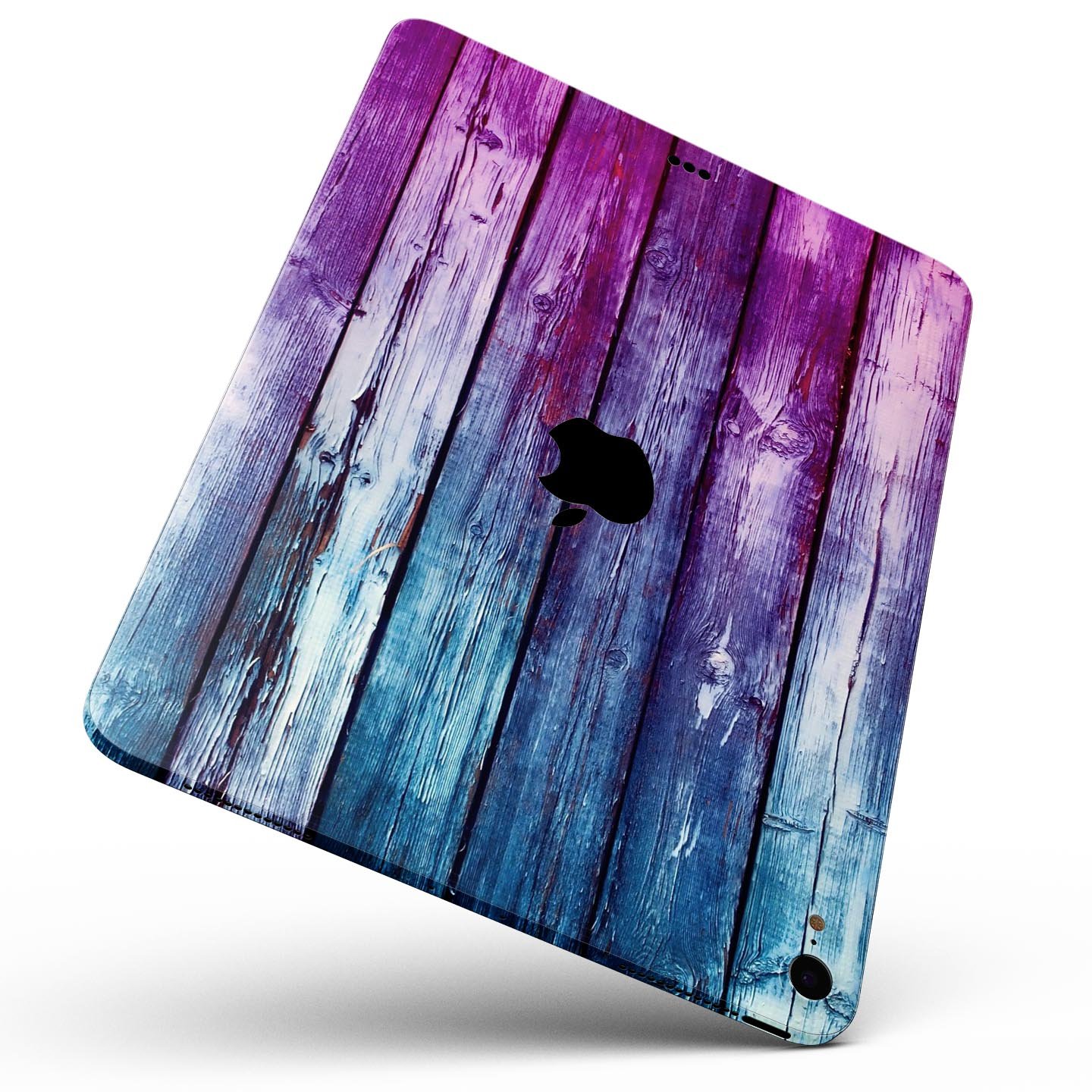 Pink and blue dyed wood skin decal for Apple iPad Pro, showcasing vibrant colors and a sleek design.