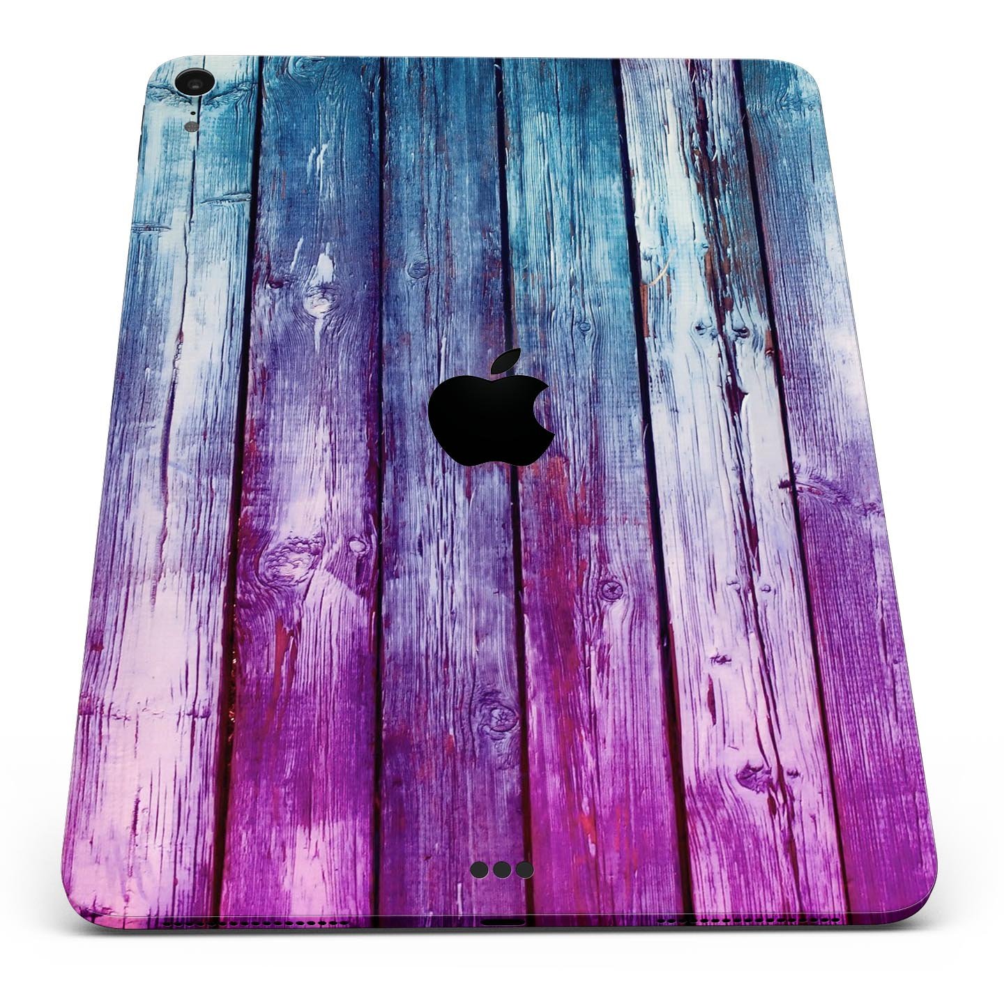 Pink and blue dyed wood skin decal for Apple iPad Pro, showcasing vibrant colors and a sleek design.