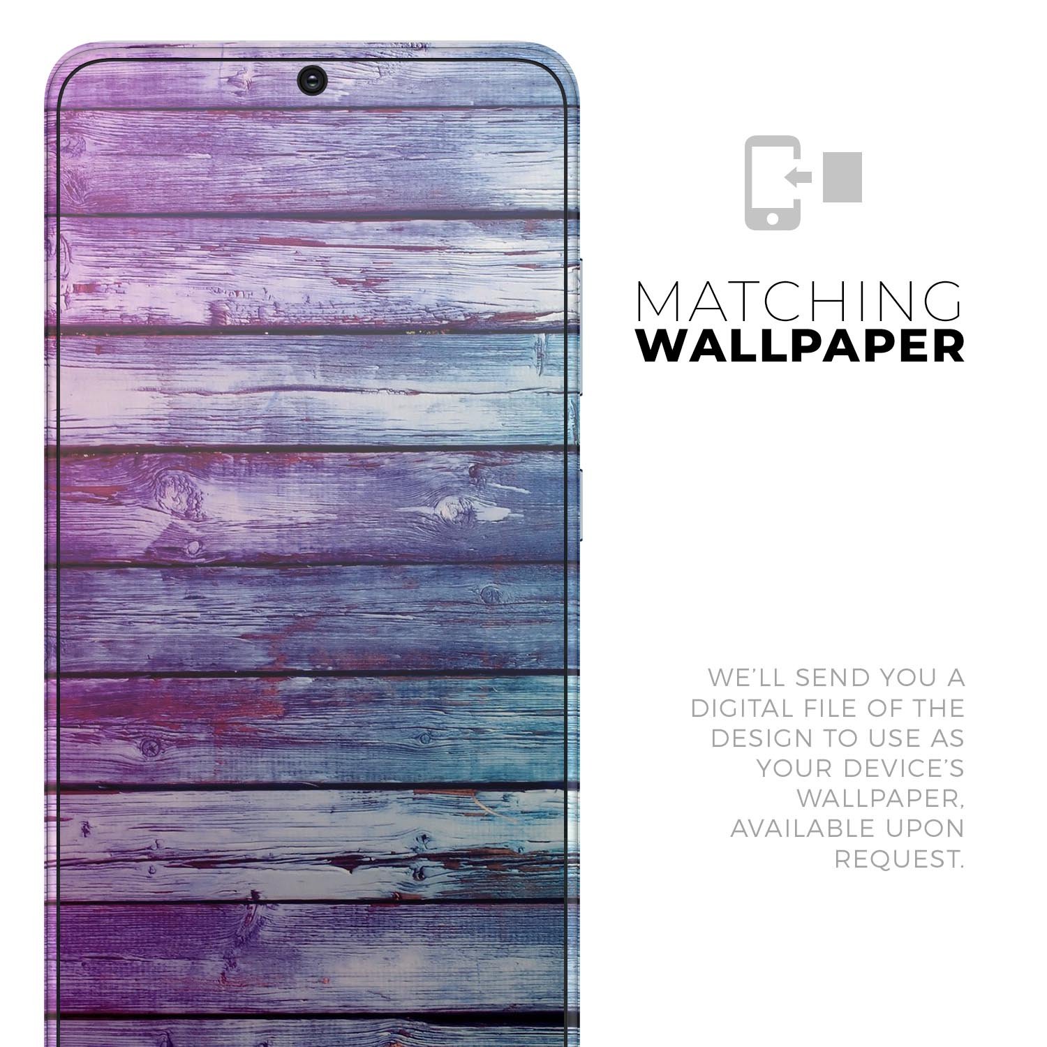 Pink and blue dyed wood skin for Samsung Galaxy S20, showcasing vibrant colors and a sleek design.