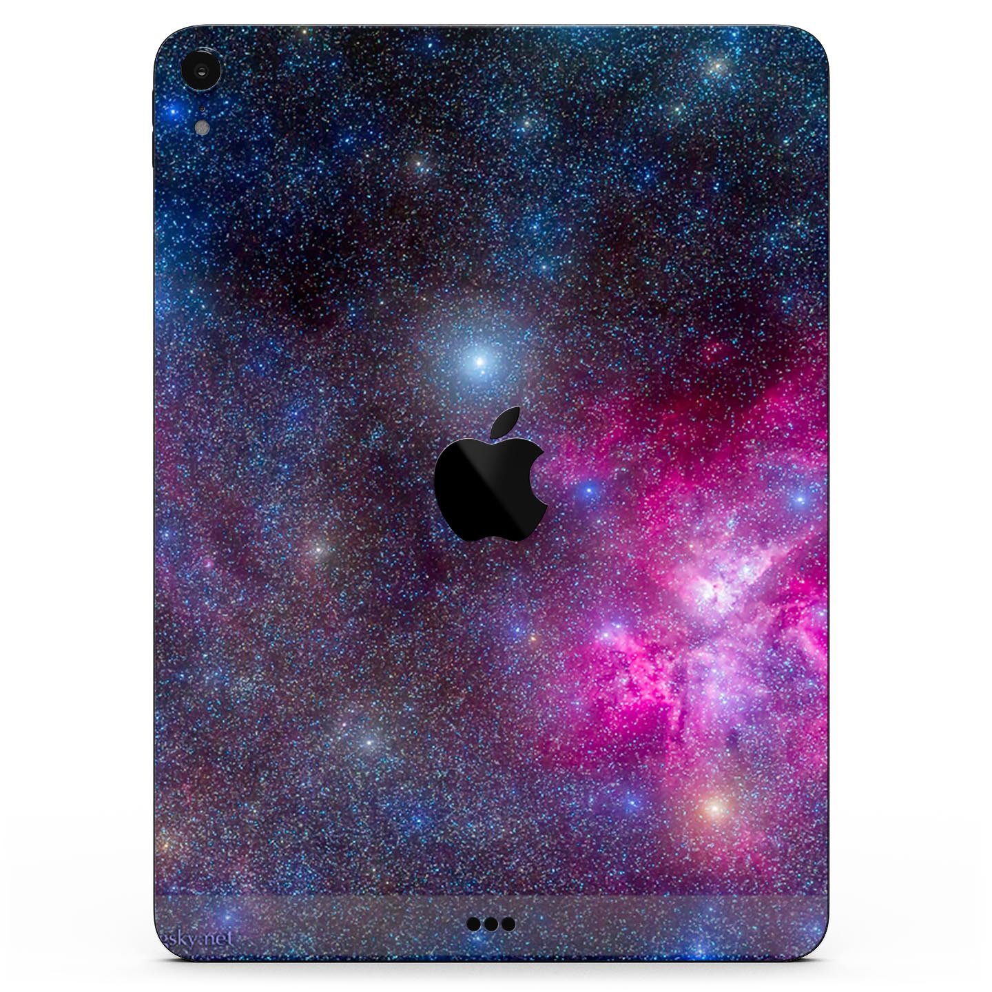 Pink and blue galaxy design full body skin decal for Apple iPad Pro, showcasing vibrant colors and premium 3M material.