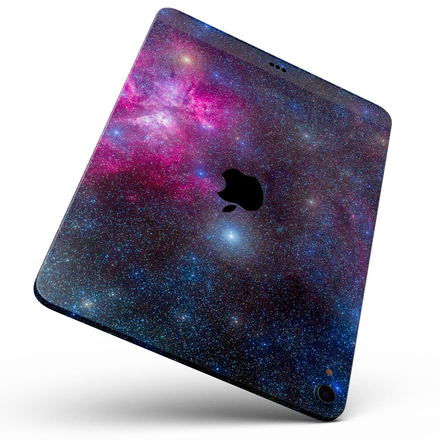 Pink and blue galaxy design full body skin decal for Apple iPad Pro, showcasing vibrant colors and premium 3M material.