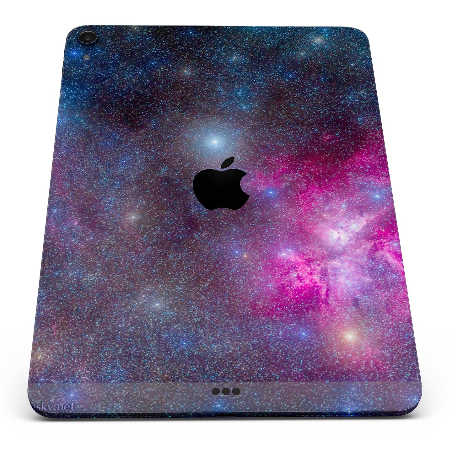 Pink and blue galaxy design full body skin decal for Apple iPad Pro, showcasing vibrant colors and premium 3M material.