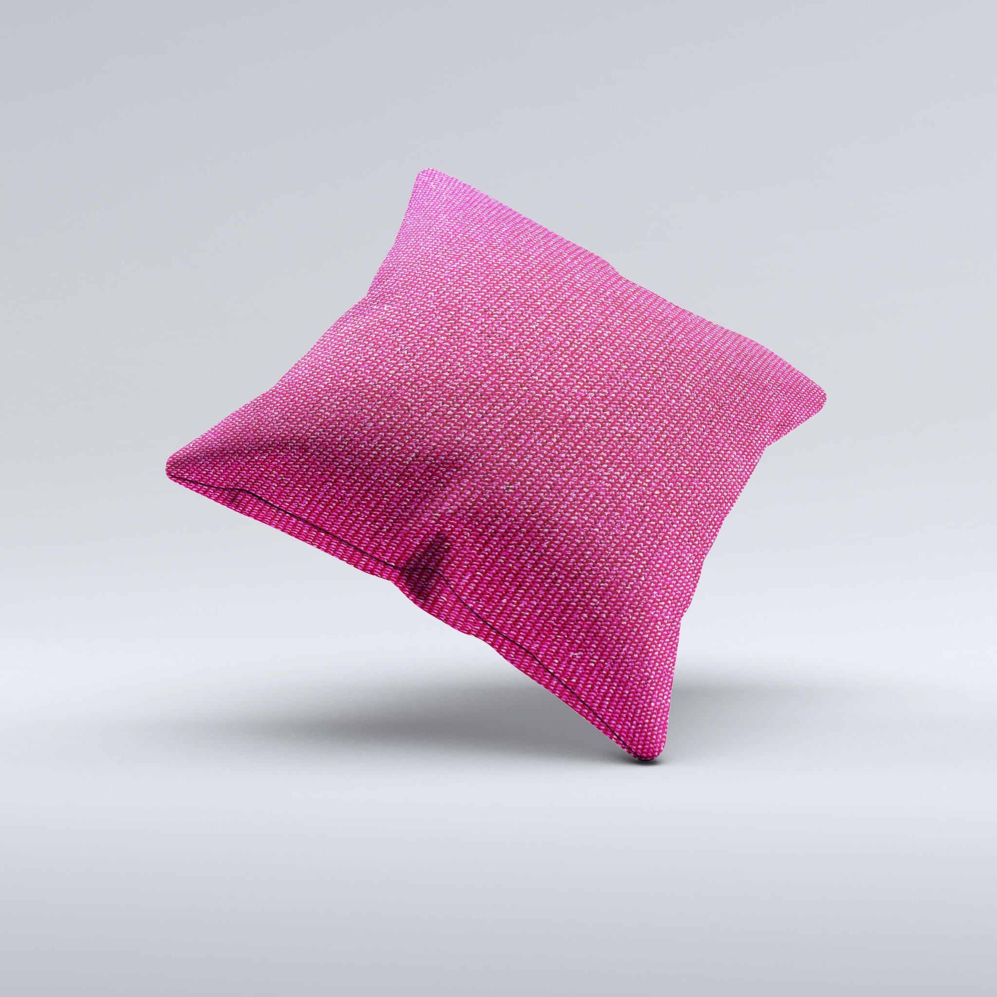 A beautifully handcrafted pink decorative throw pillow with unique ink-fuzed design, showcasing high-quality fabric and soft polyester filling.