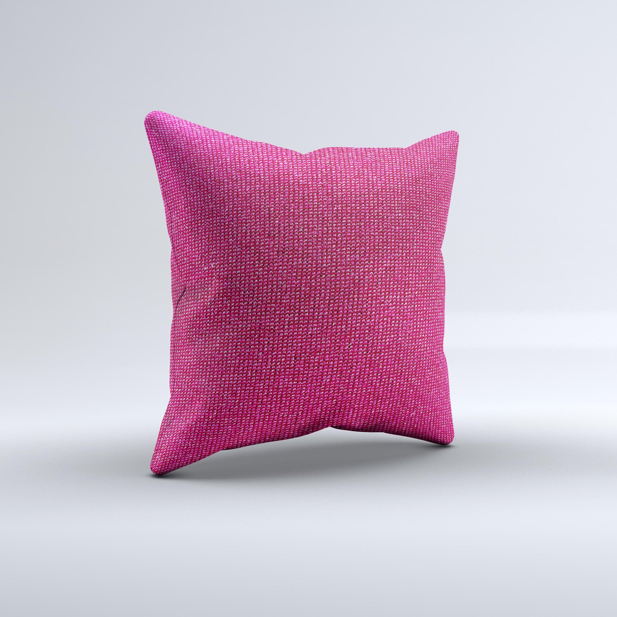 A beautifully handcrafted pink decorative throw pillow with unique ink-fuzed design, showcasing high-quality fabric and soft polyester filling.