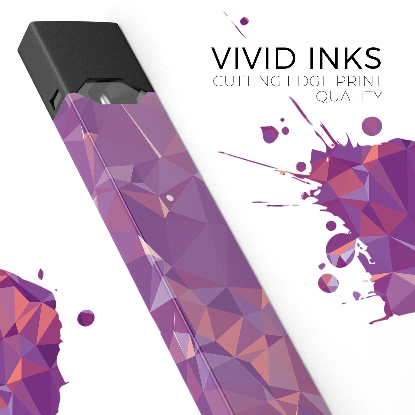 Pink Geometric V13 skin-wrap sticker designed for JUUL vaping device, showcasing vibrant geometric patterns and premium quality.