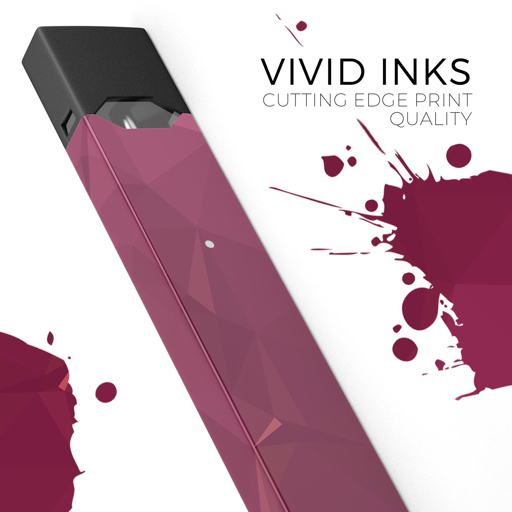 Pink Geometric V16 skin-wrap sticker designed for JUUL vaping device, showcasing vibrant geometric patterns and premium finish.