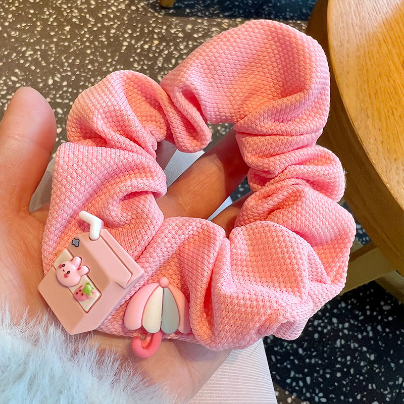 A stylish set of pink hair ties featuring a charming pink bow, perfect for adding elegance to any hairstyle.