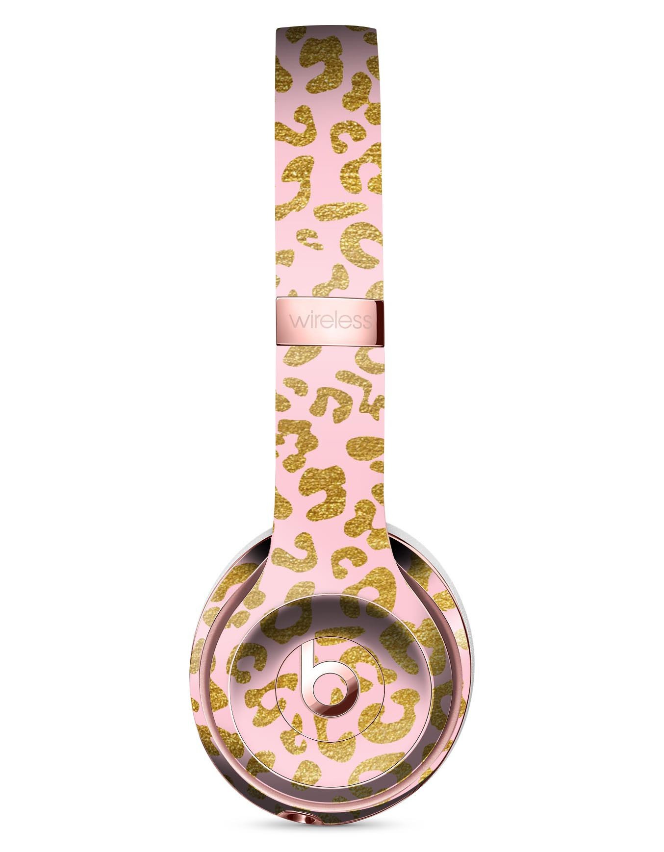 Pink Gold Flaked Animal v2 Full-Body Skin Kit for Beats by Dre Solo 3 Wireless Headphones, showcasing a stylish design and premium vinyl material.