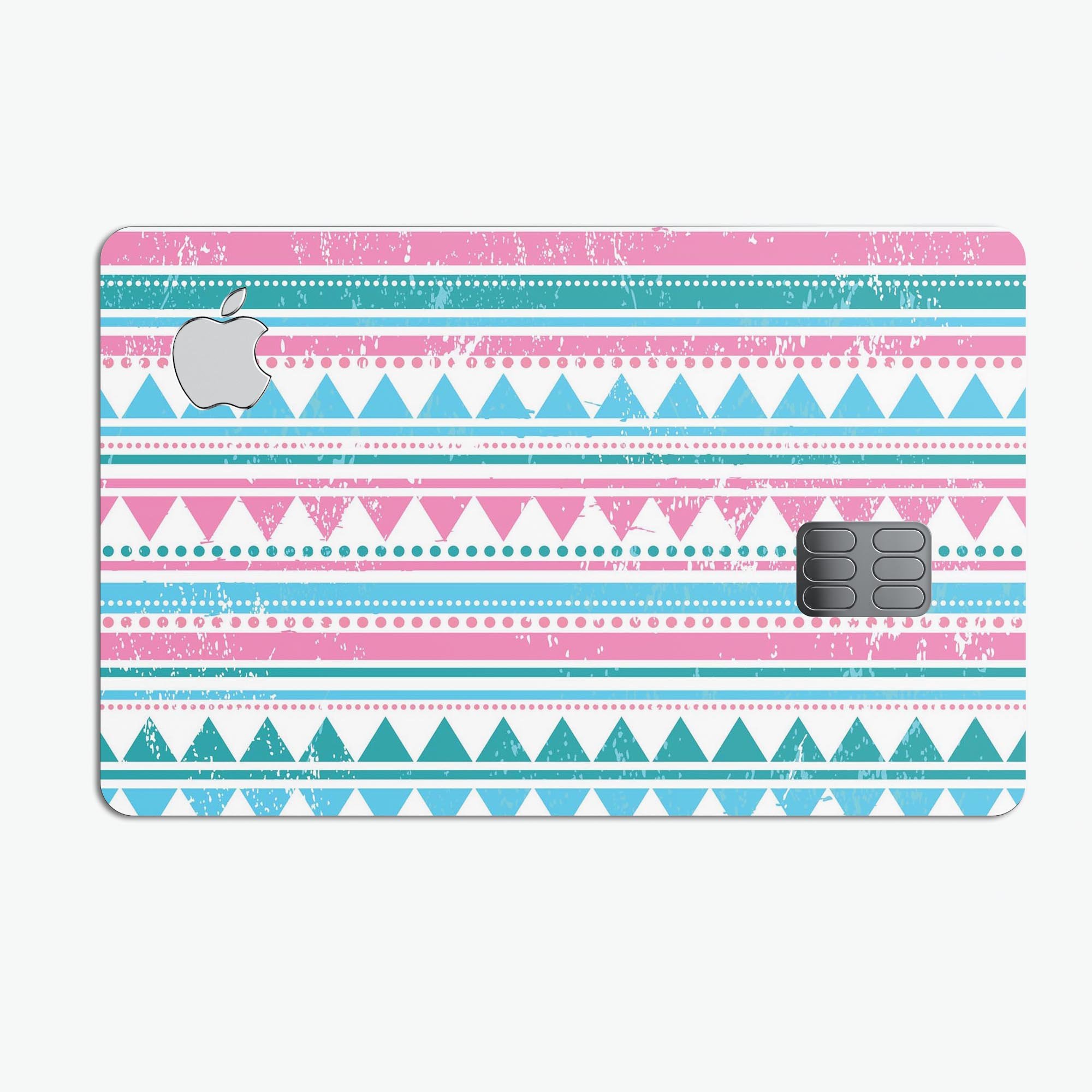 Pink Green Teal Vertical Pattern skin for Apple Card, showcasing vibrant colors and premium vinyl material.