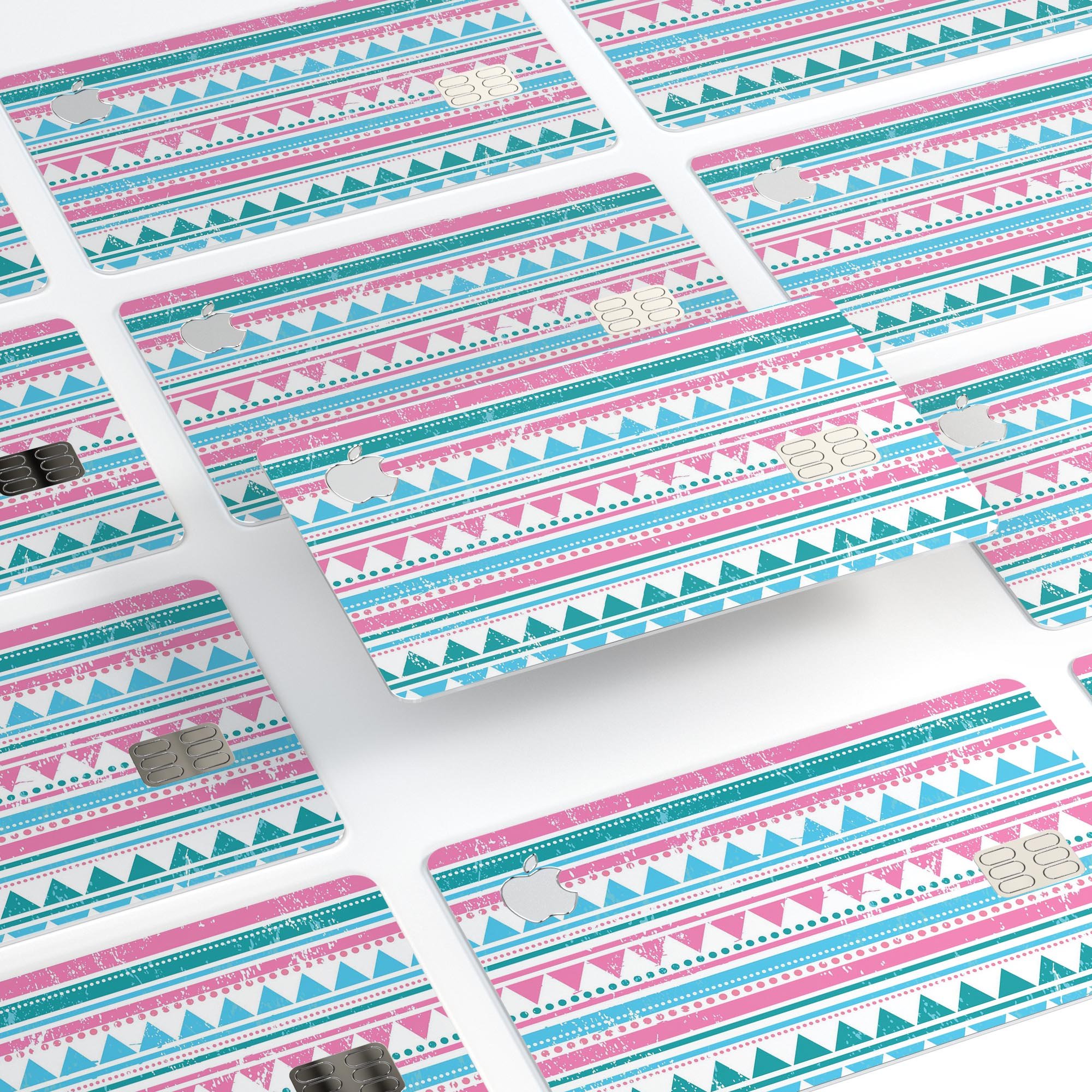 Pink Green Teal Vertical Pattern skin for Apple Card, showcasing vibrant colors and premium vinyl material.