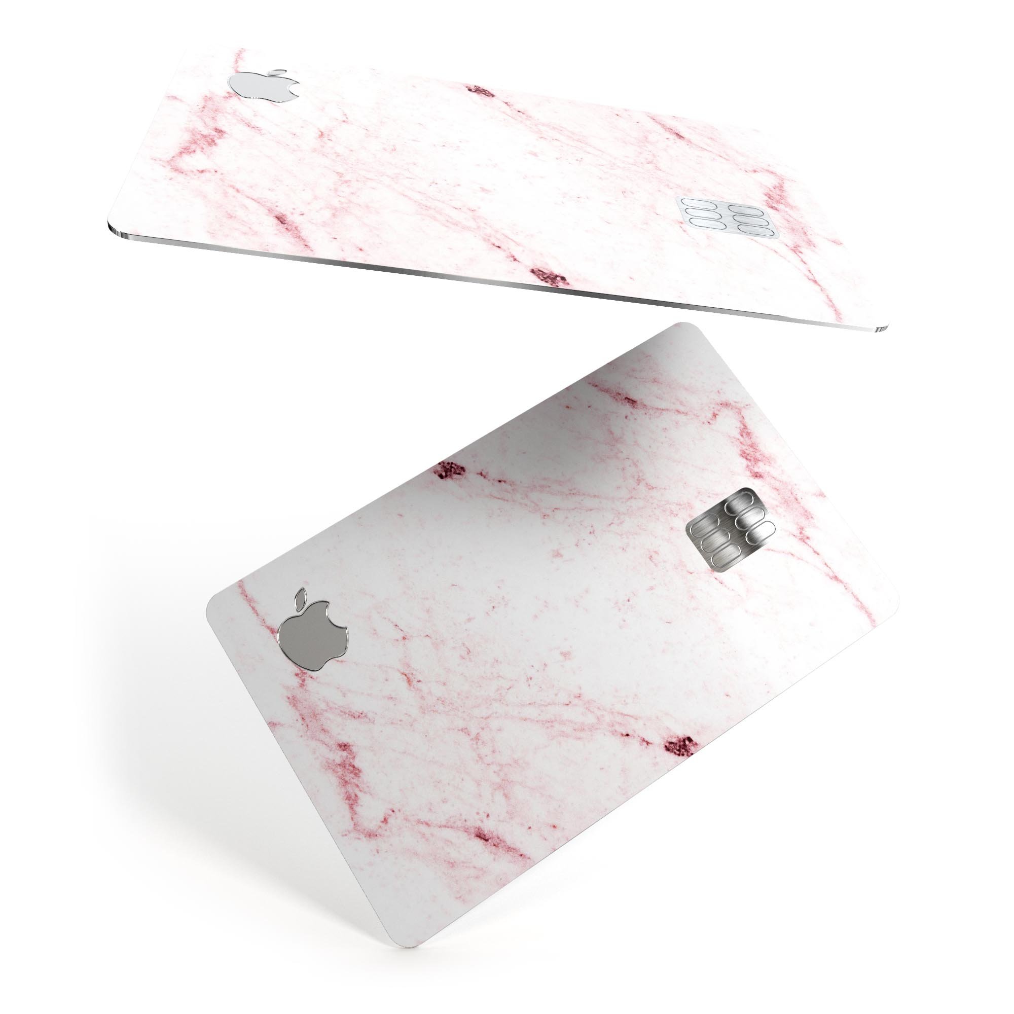 Pink Red Marble Surface skin decal for Apple Card, showcasing vibrant colors and premium vinyl material.