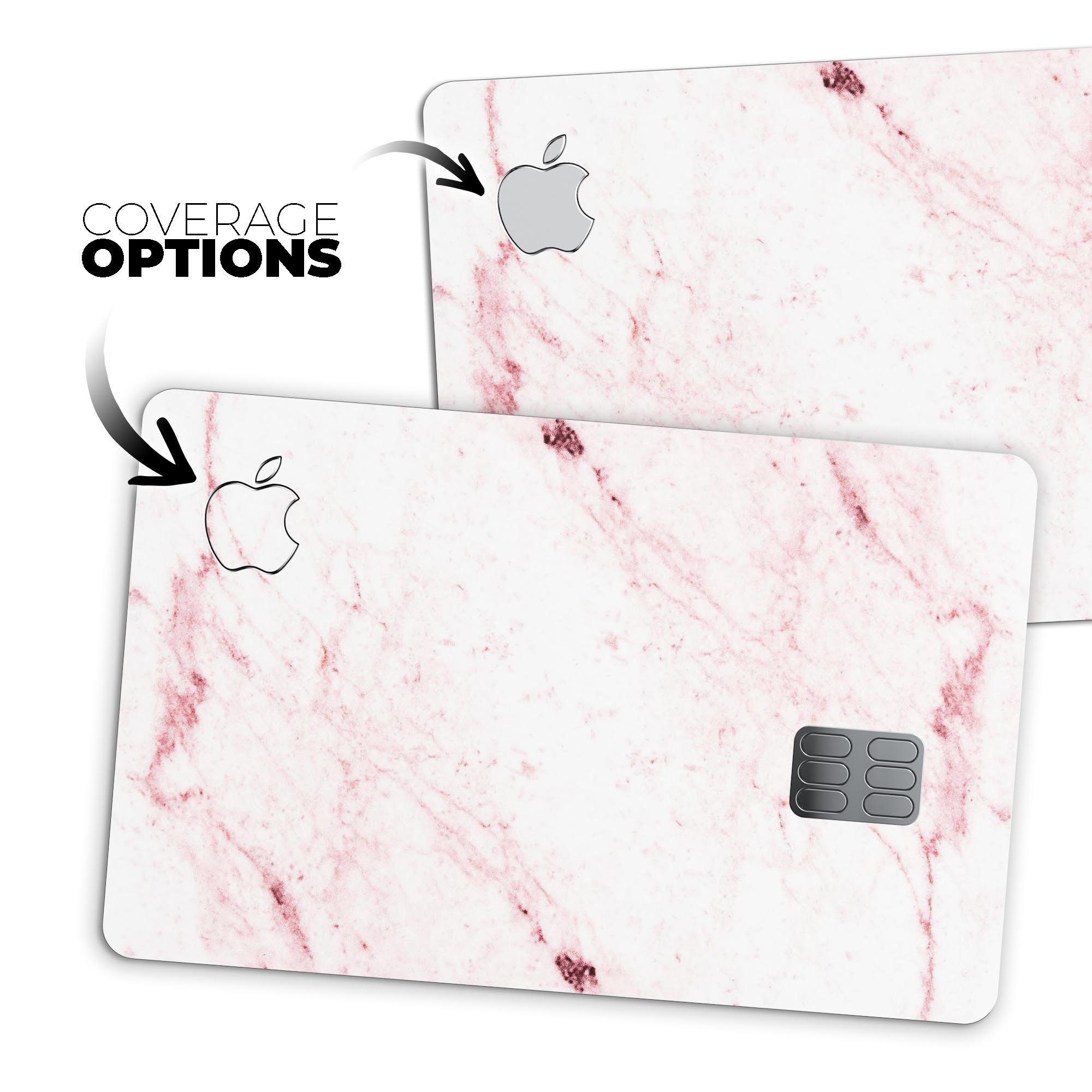 Pink Red Marble Surface skin decal for Apple Card, showcasing vibrant colors and premium vinyl material.