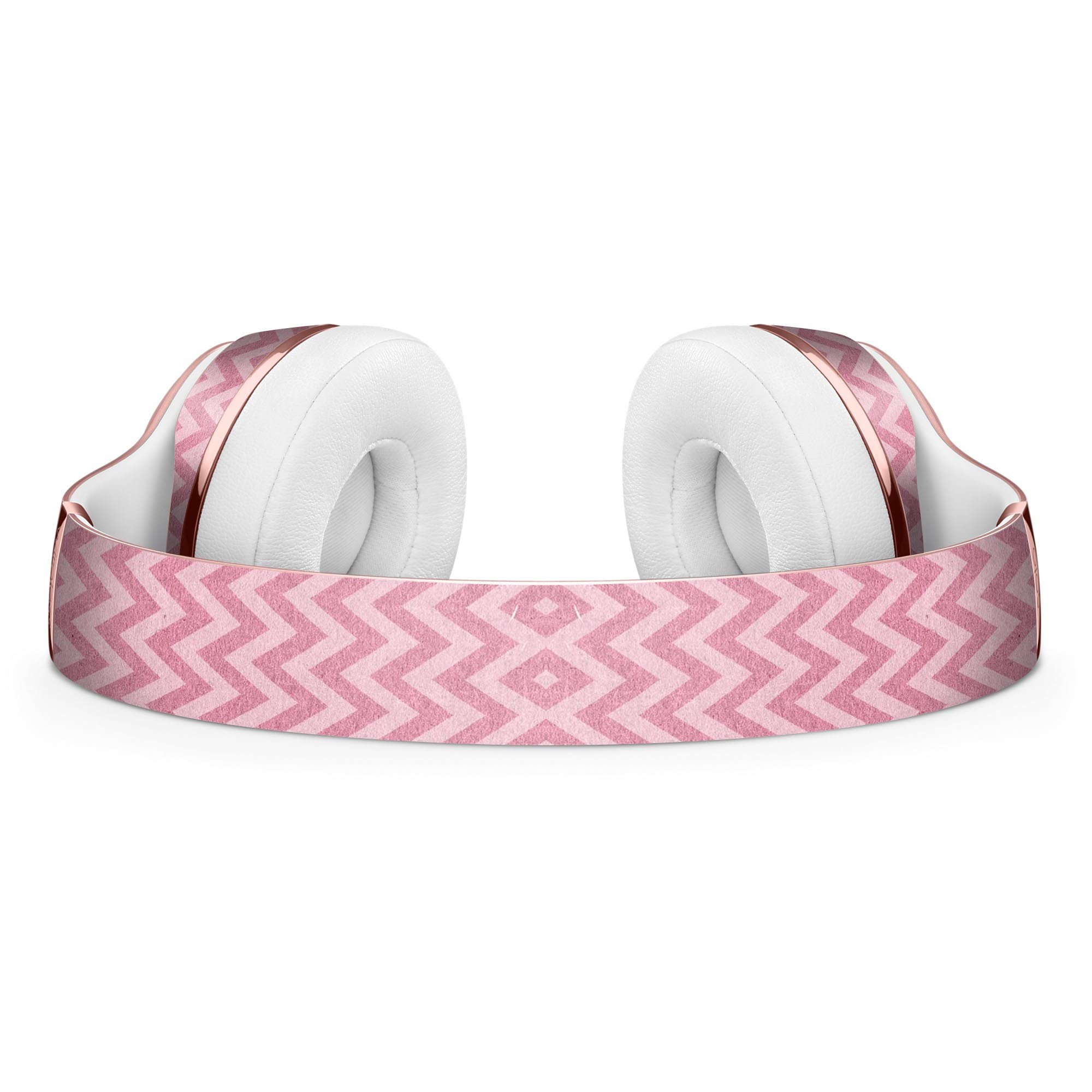 Pink Shades of Chevron Stripes Full-Body Skin Kit for Beats by Dre Solo 3 Wireless Headphones, showcasing vibrant colors and stylish design.