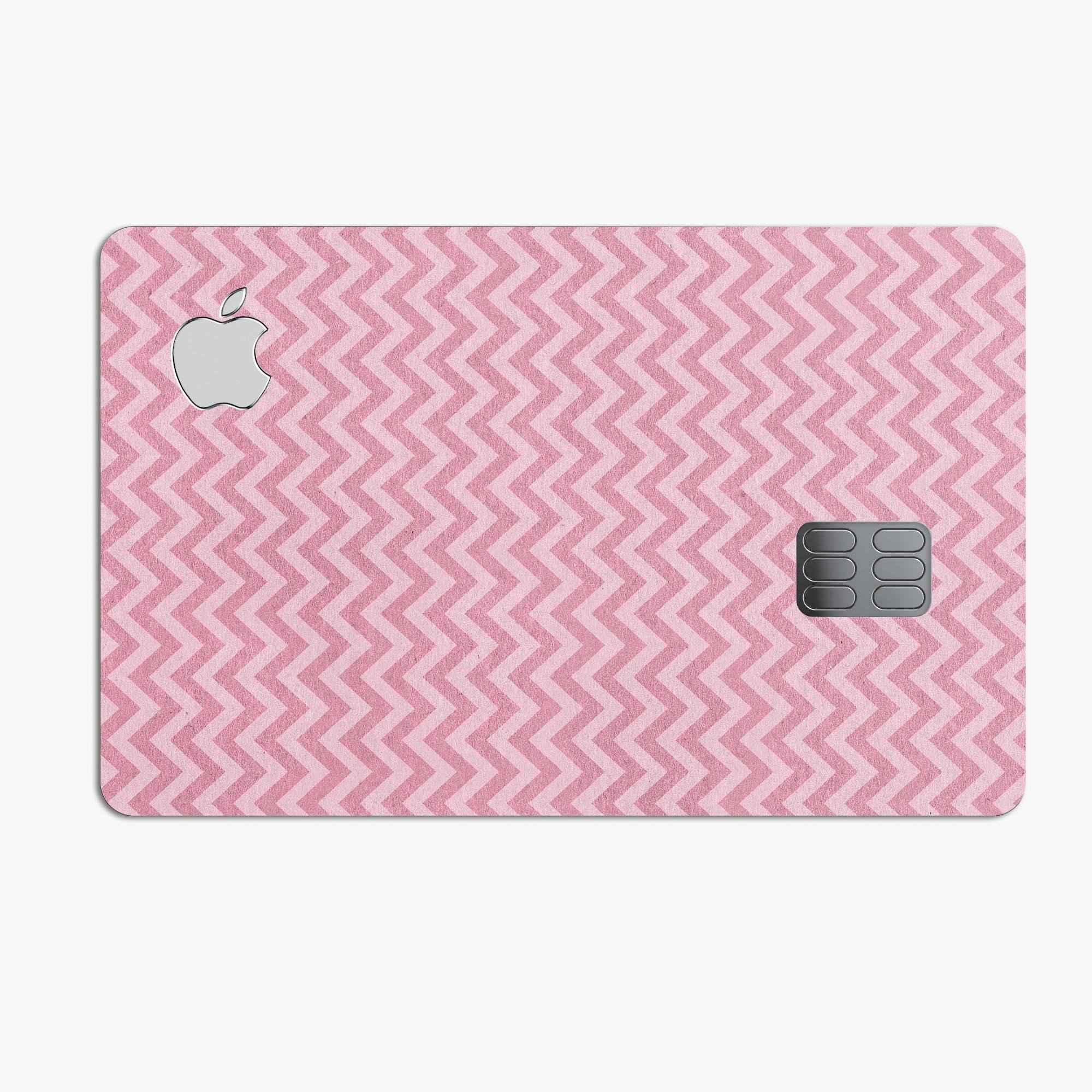 Pink Chevron Stripes decal skin for Apple Card, showcasing vibrant colors and stylish design.