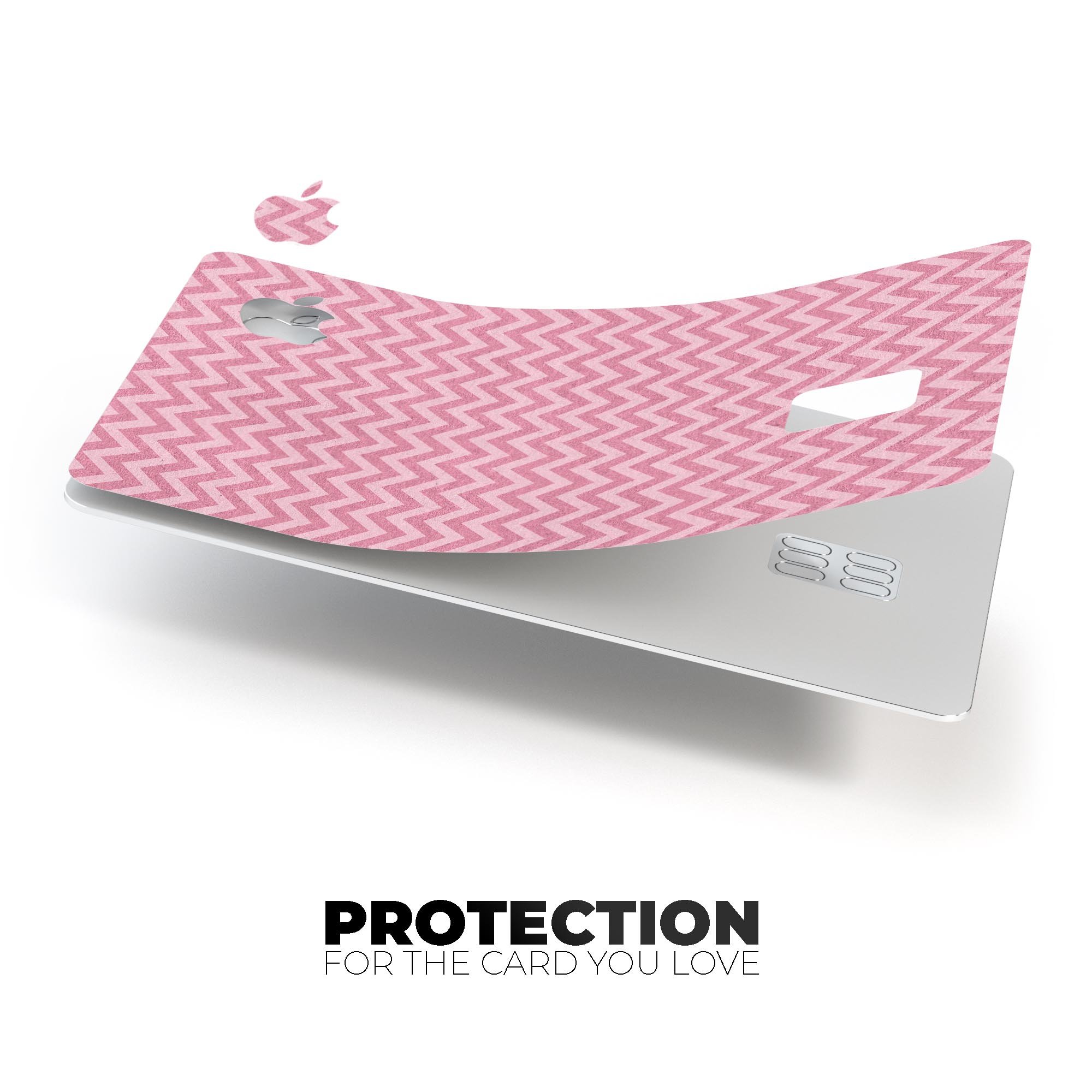 Pink Chevron Stripes decal skin for Apple Card, showcasing vibrant colors and stylish design.