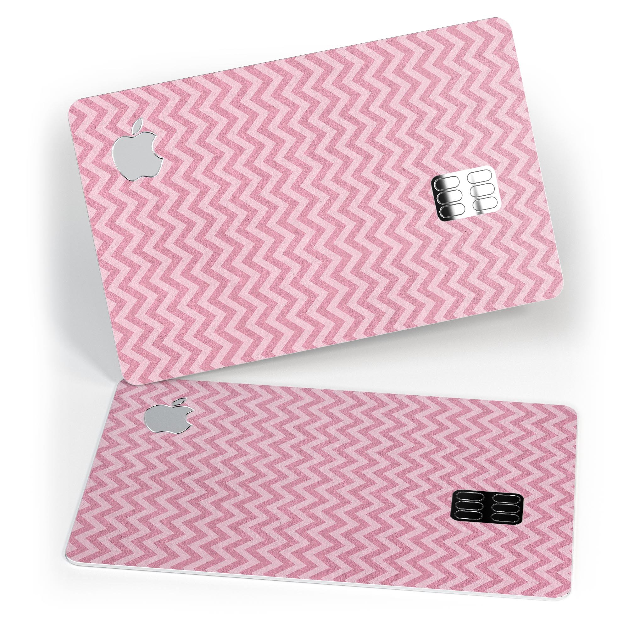 Pink Chevron Stripes decal skin for Apple Card, showcasing vibrant colors and stylish design.