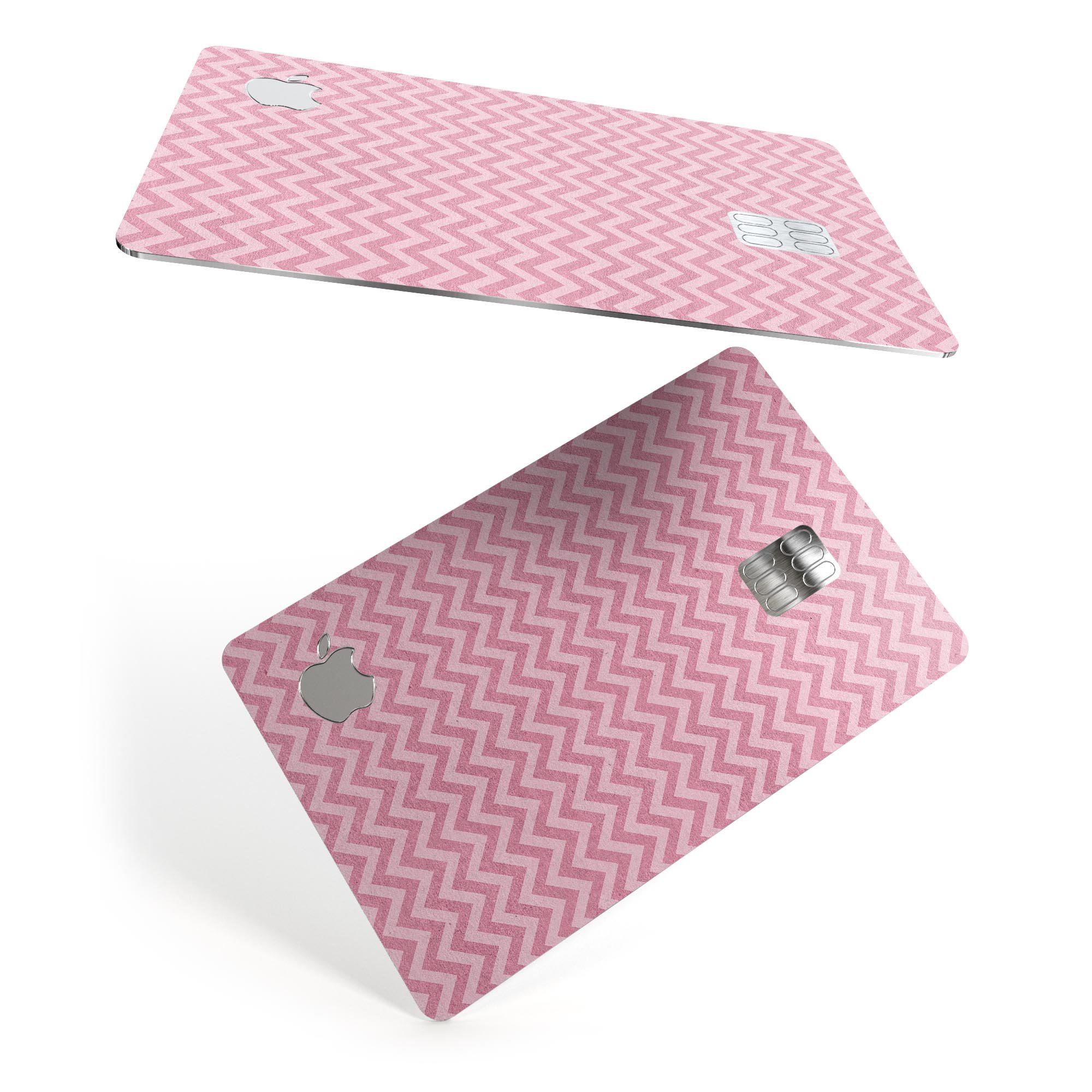 Pink Chevron Stripes decal skin for Apple Card, showcasing vibrant colors and stylish design.