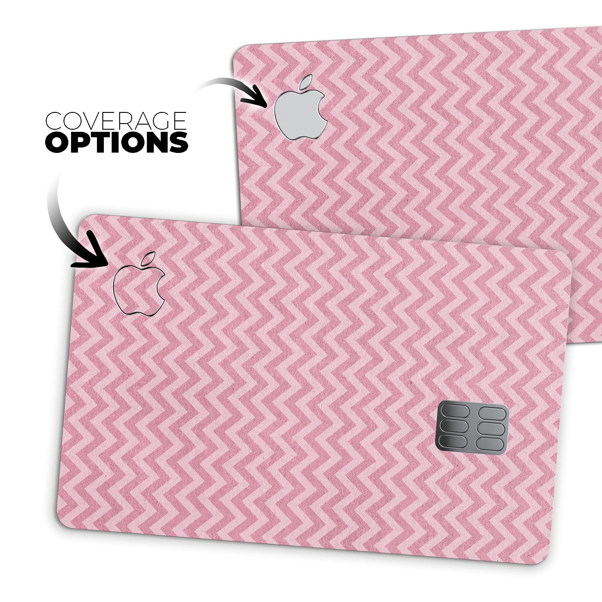 Pink Chevron Stripes decal skin for Apple Card, showcasing vibrant colors and stylish design.