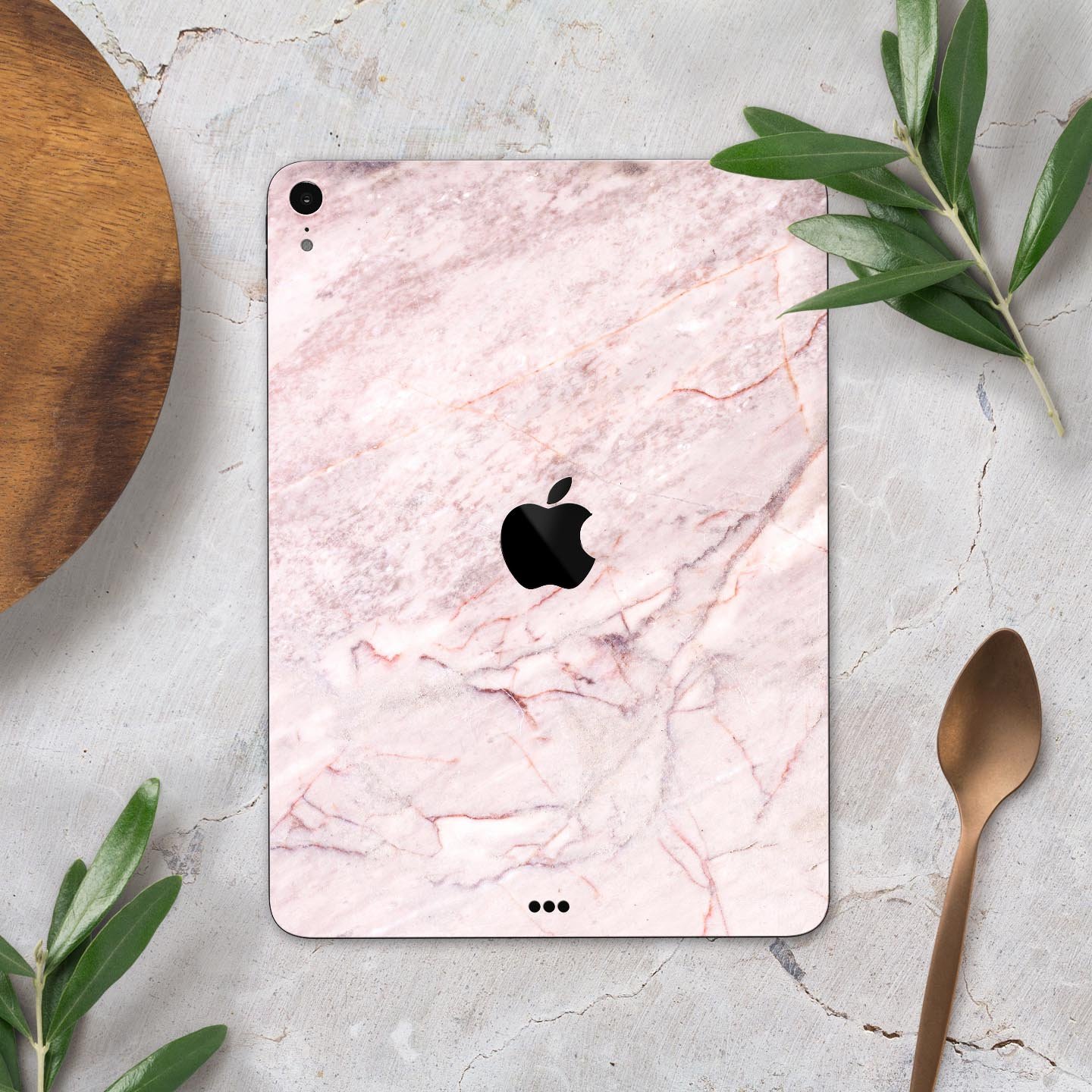 Pink Slate Marble Surface V7 skin decal for Apple iPad, showcasing a stylish marble design with premium finish.